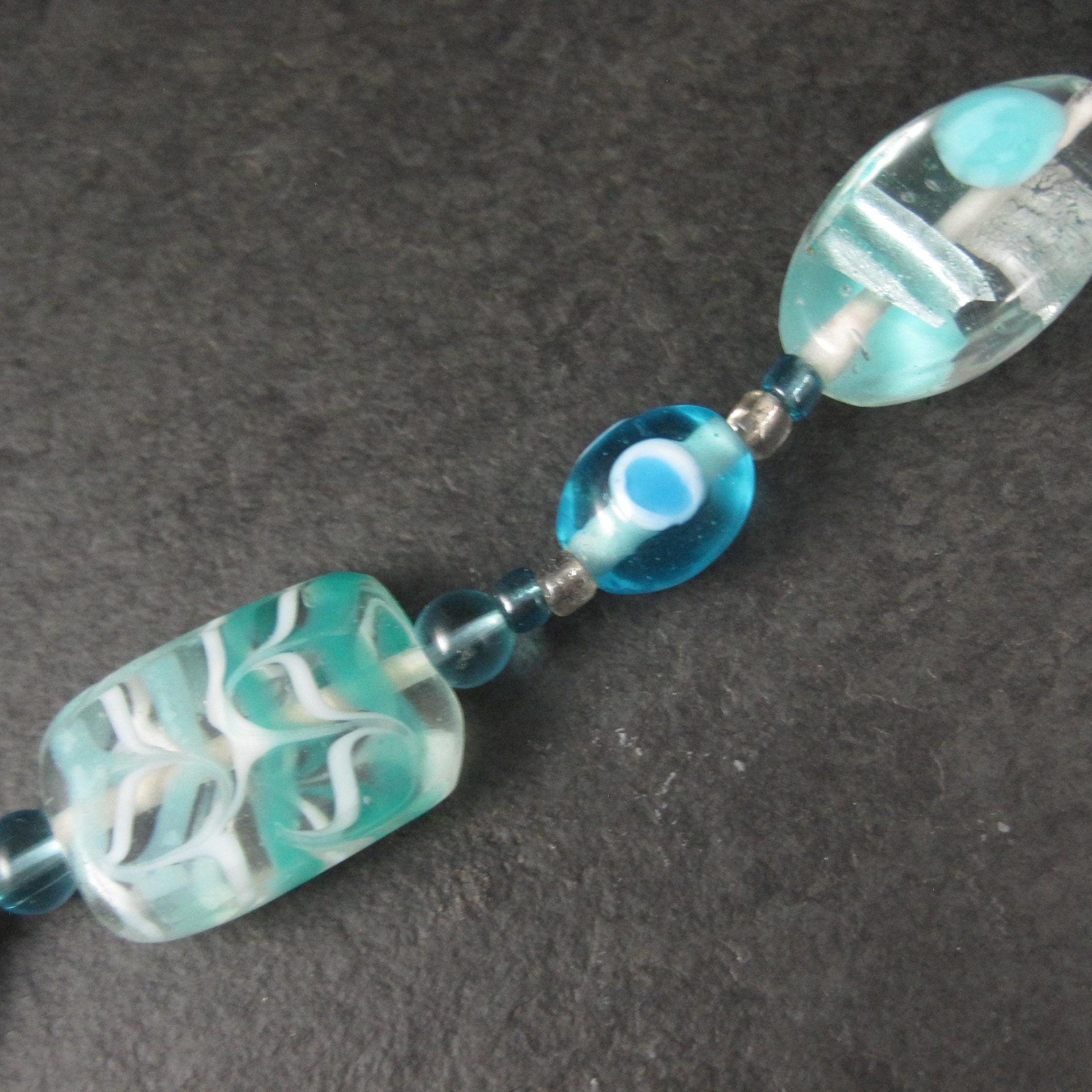 Blue Sea Green Lampwork Glass Bead Strand Bead Landing