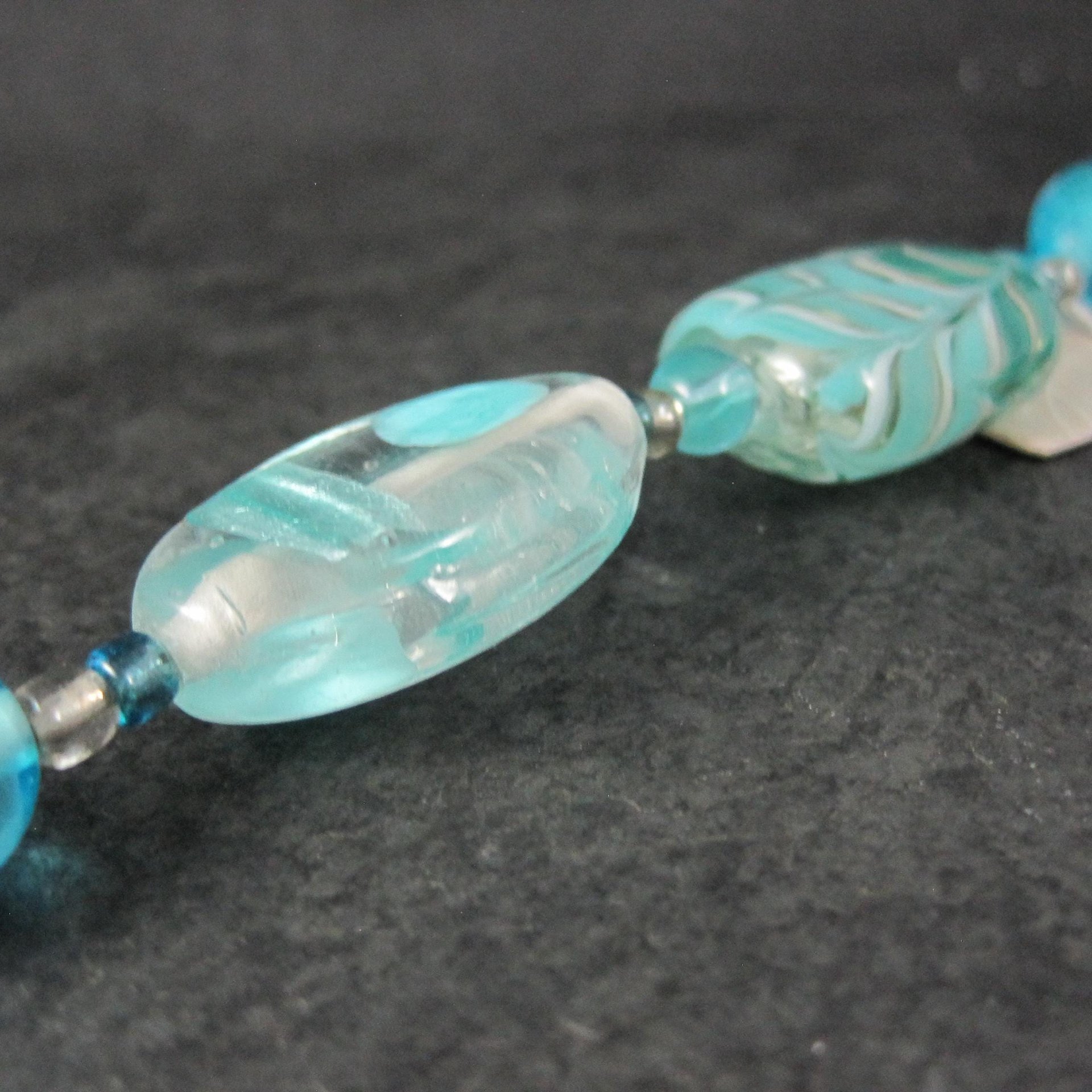 Blue Sea Green Lampwork Glass Bead Strand Bead Landing