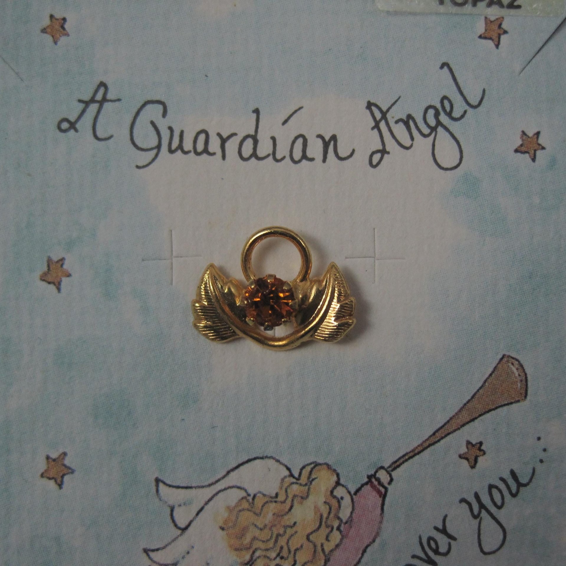 1998 Guardian Angel Pin November Topaz Birthstone Crystal New Old Stock