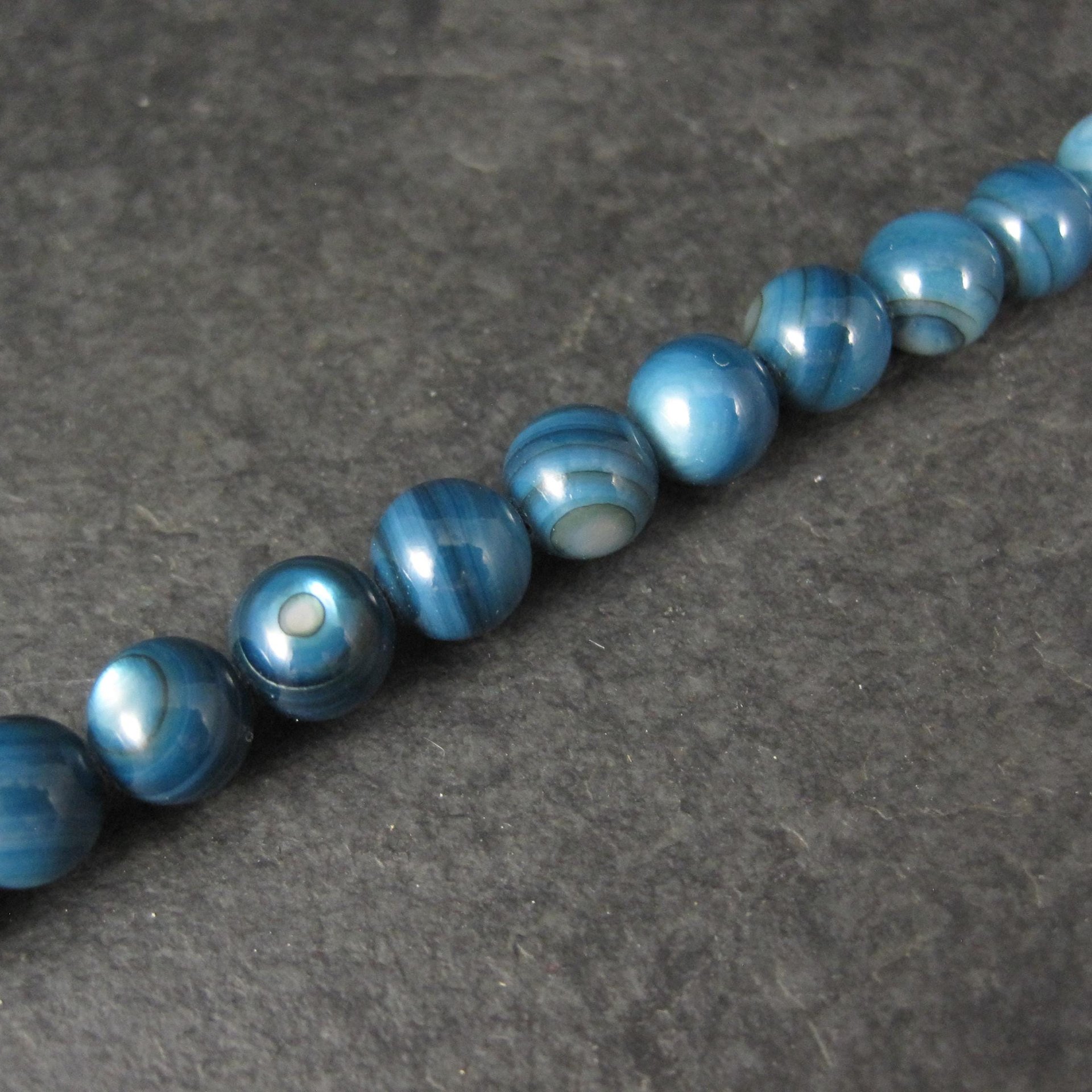 Traditions Natural Gallery 7mm Round Blue Mother of Pearl Shell Bead Strand