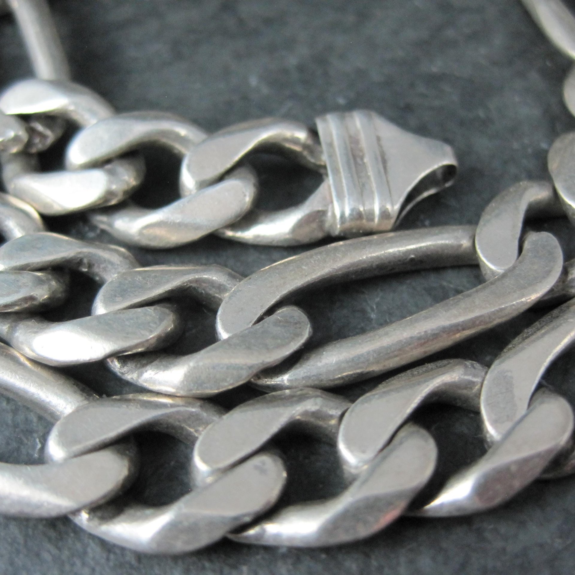 Vintage Italian Sterling Figaro Chain Necklace 22 Inches 10MM Wide