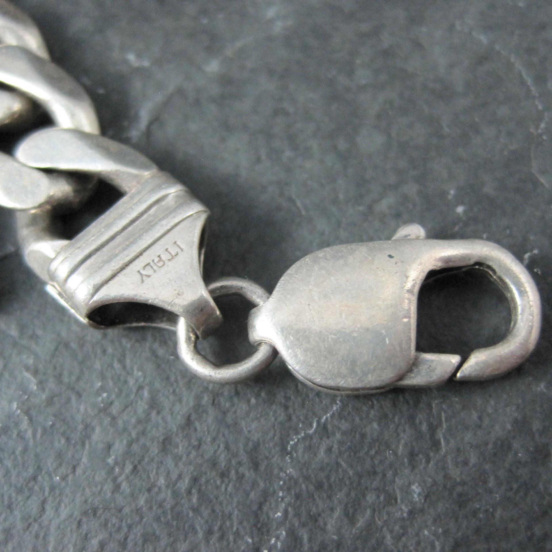 Vintage Italian Sterling Figaro Chain Necklace 22 Inches 10MM Wide