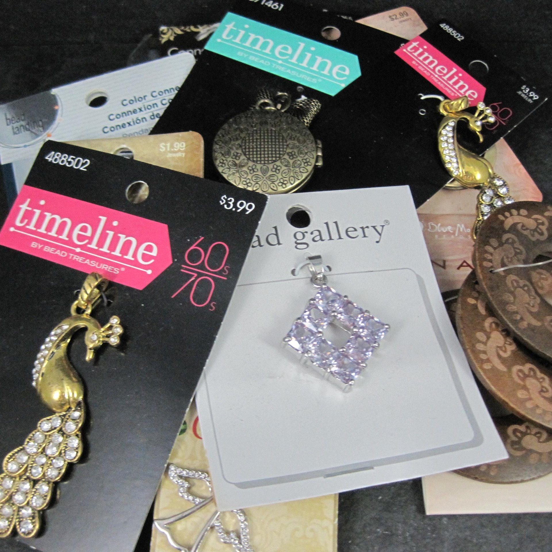Lot of 14 Pendants Lockets Charms for Jewelry Making Bead Treasures Bead Gallery All New Old Stock