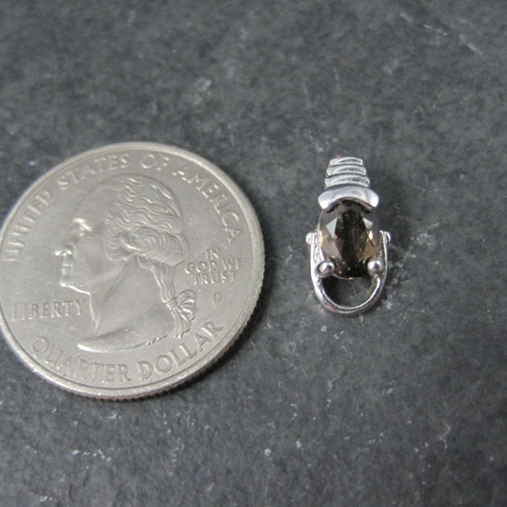 Tiny Sterling Silver Smoky Quartz Pendant