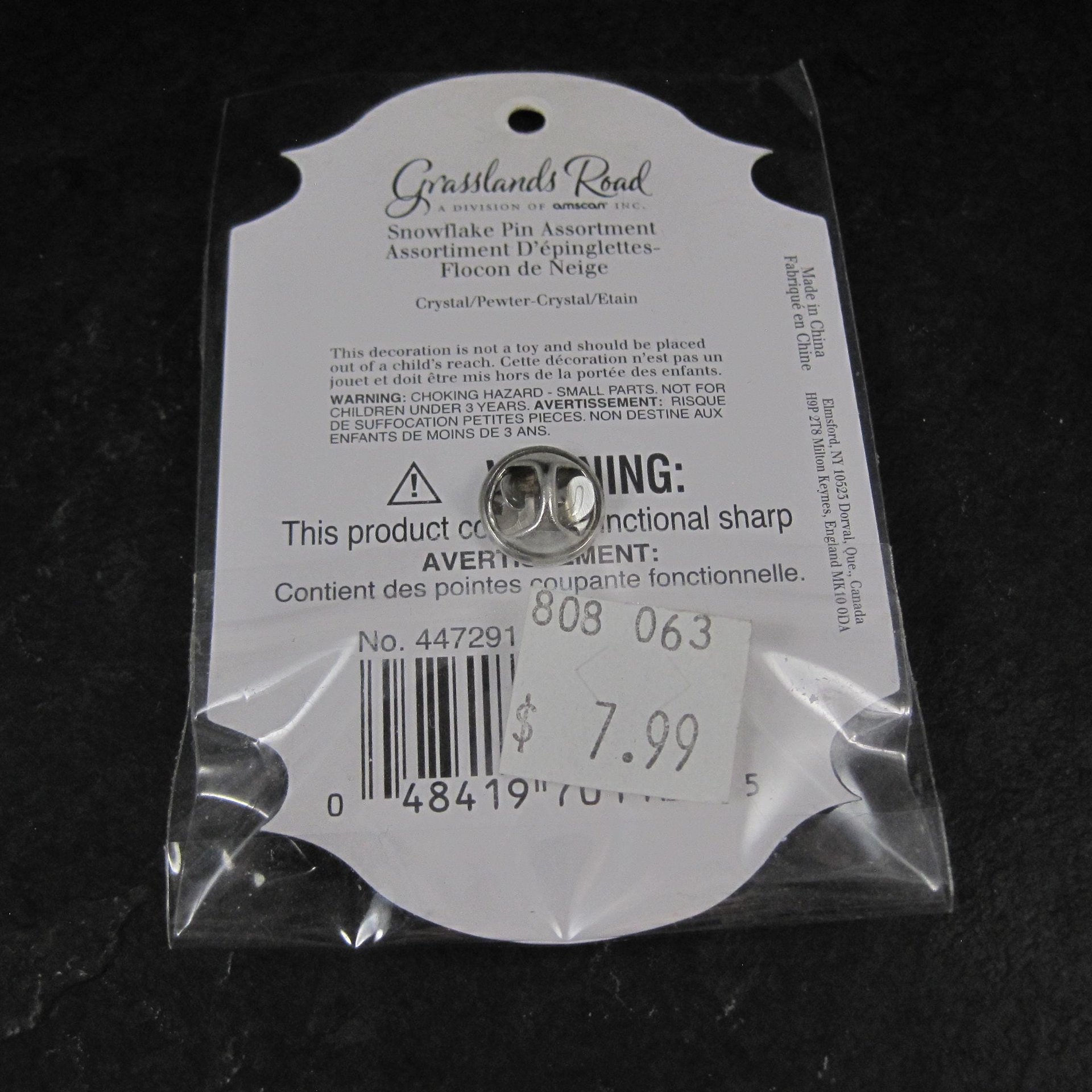 Vintage Rhinestone Snowflake Pin Grasslands Road New Old Stock