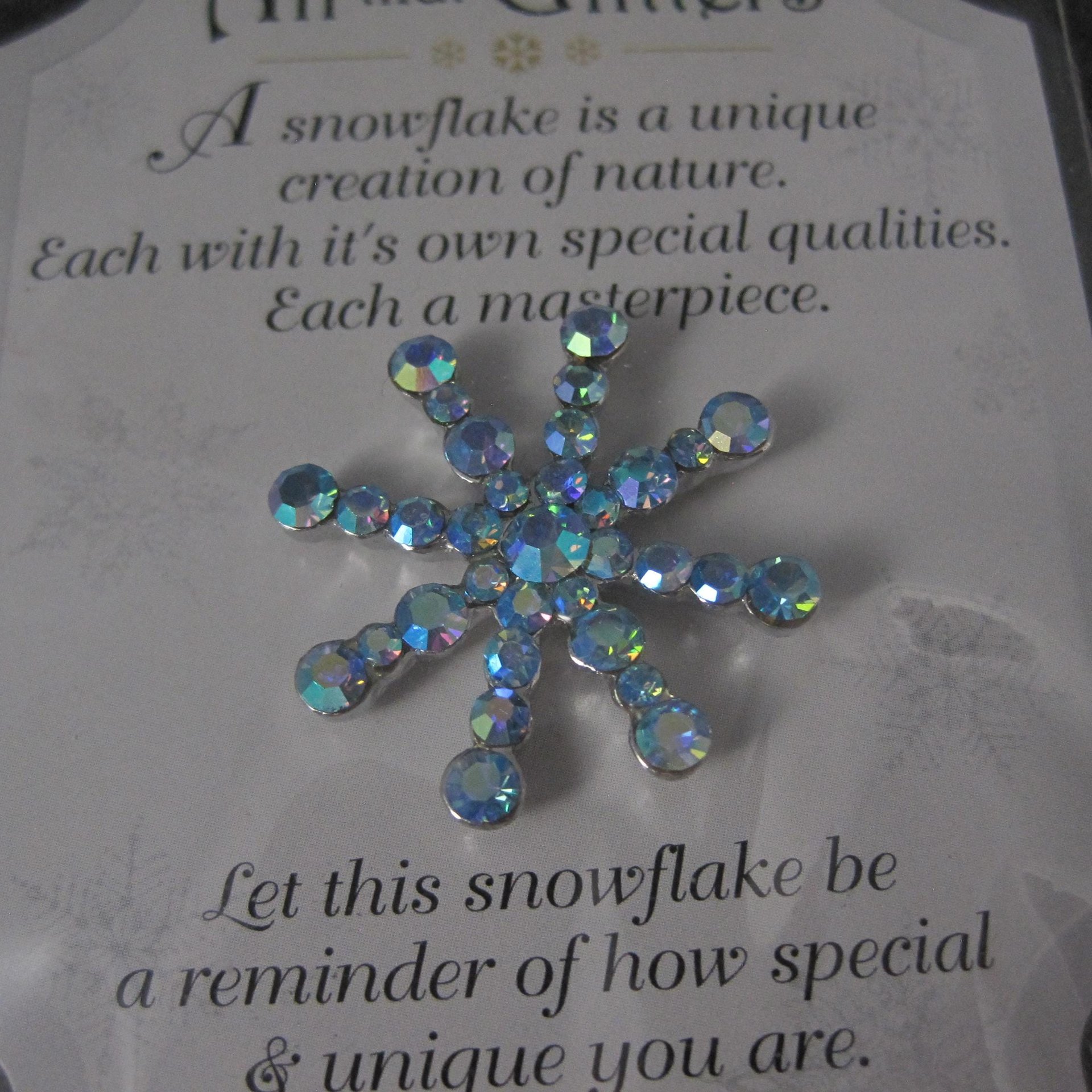 Vintage Rhinestone Snowflake Pin Grasslands Road New Old Stock