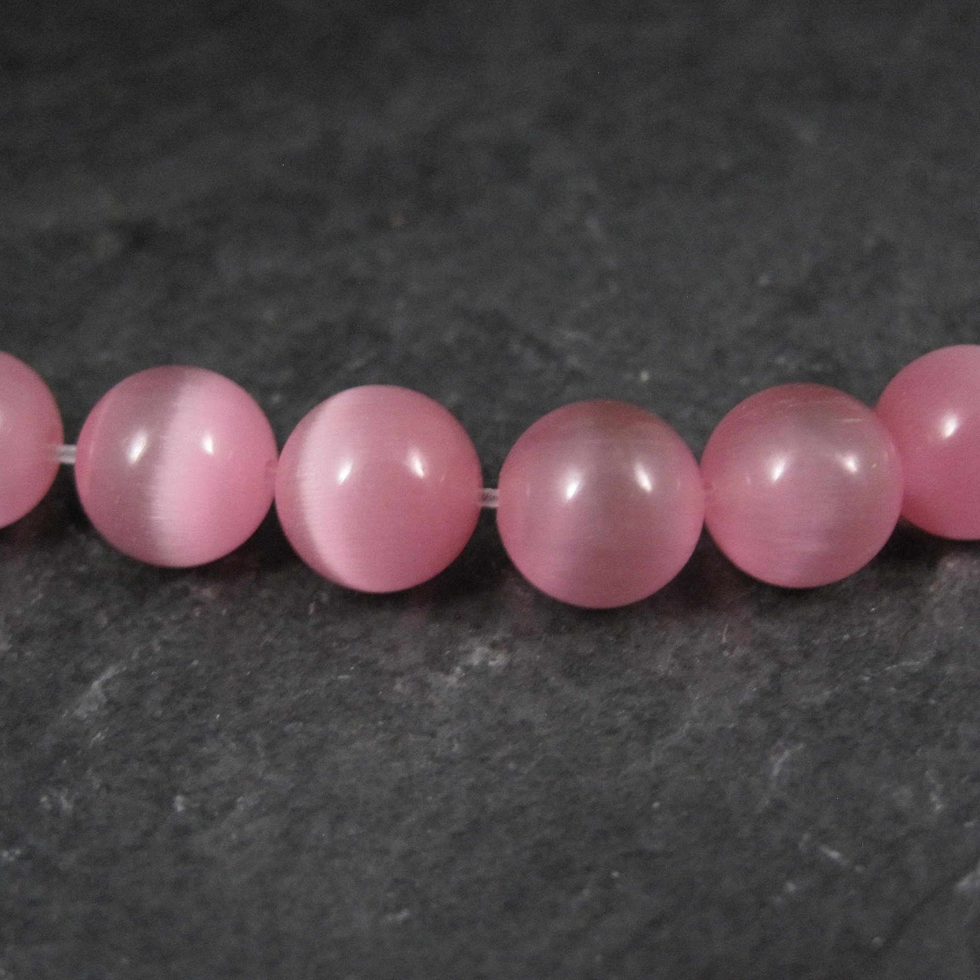 10mm Round Pink Cats Eye Fiber Optic Beads Bliss Beads