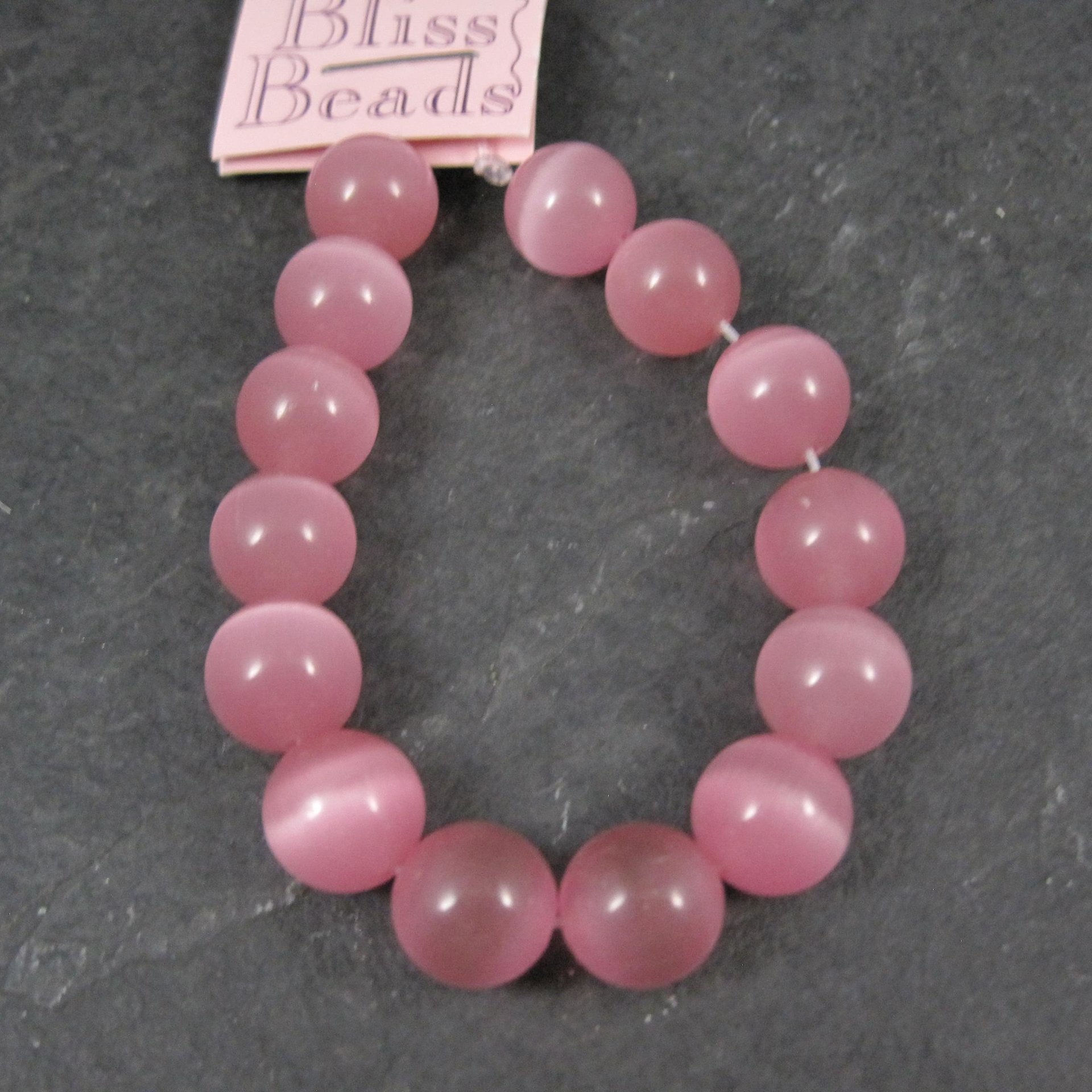 10mm Round Pink Cats Eye Fiber Optic Beads Bliss Beads