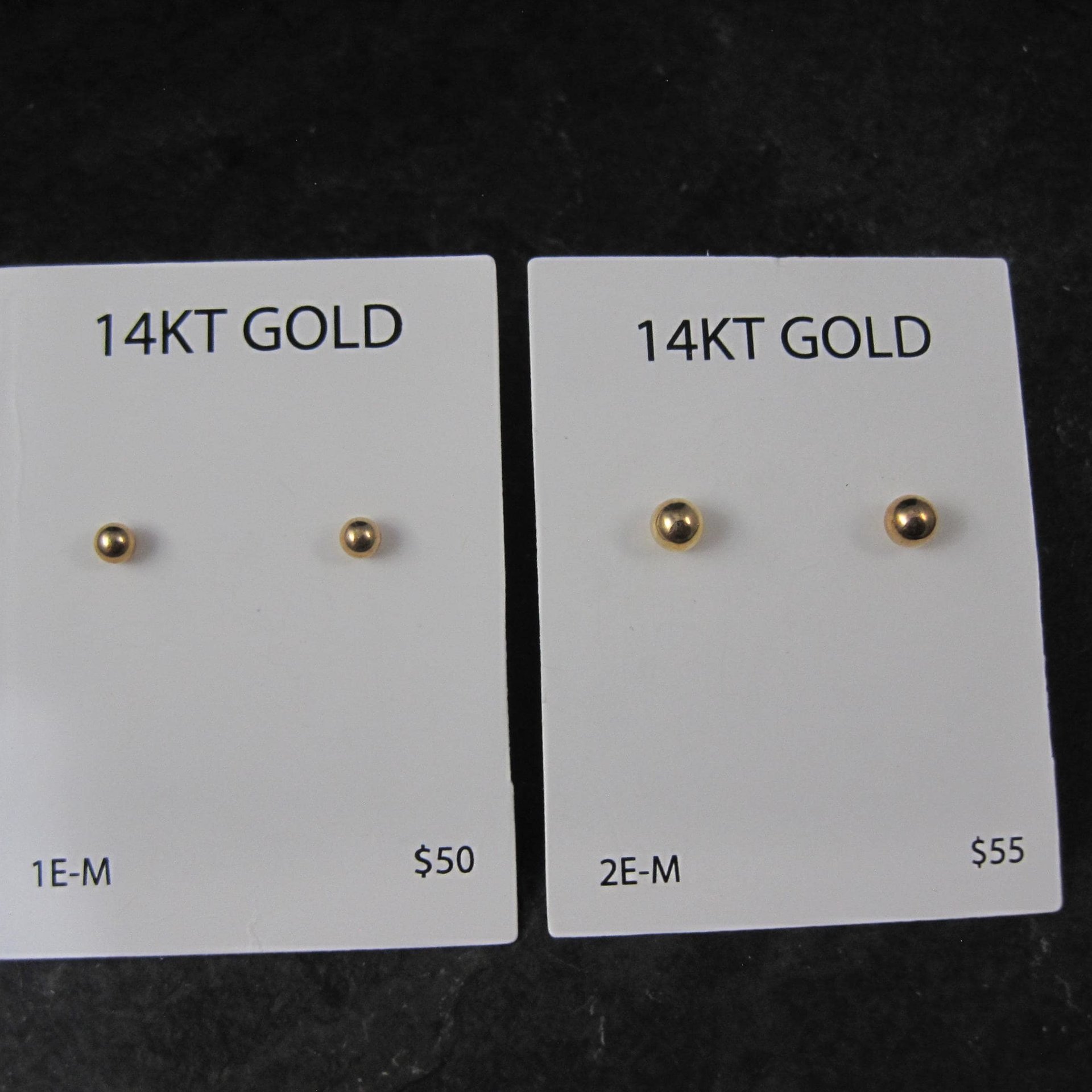 14K Yellow Gold Ball Stud Piercing Earrings 3mm OR 4mm New Old Stock