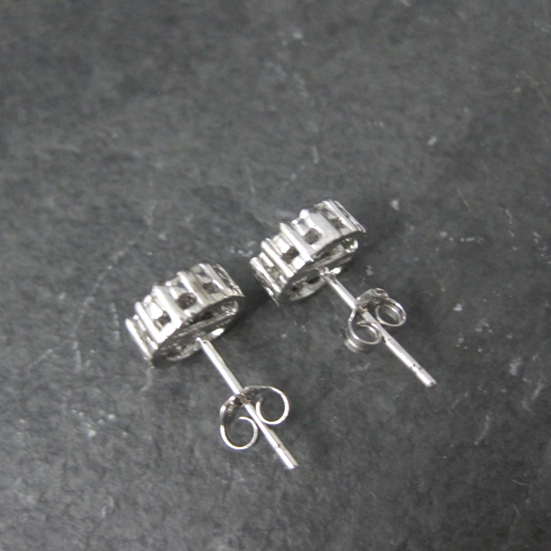 Sterling Silver Sapphire Diamond Stud Earrings