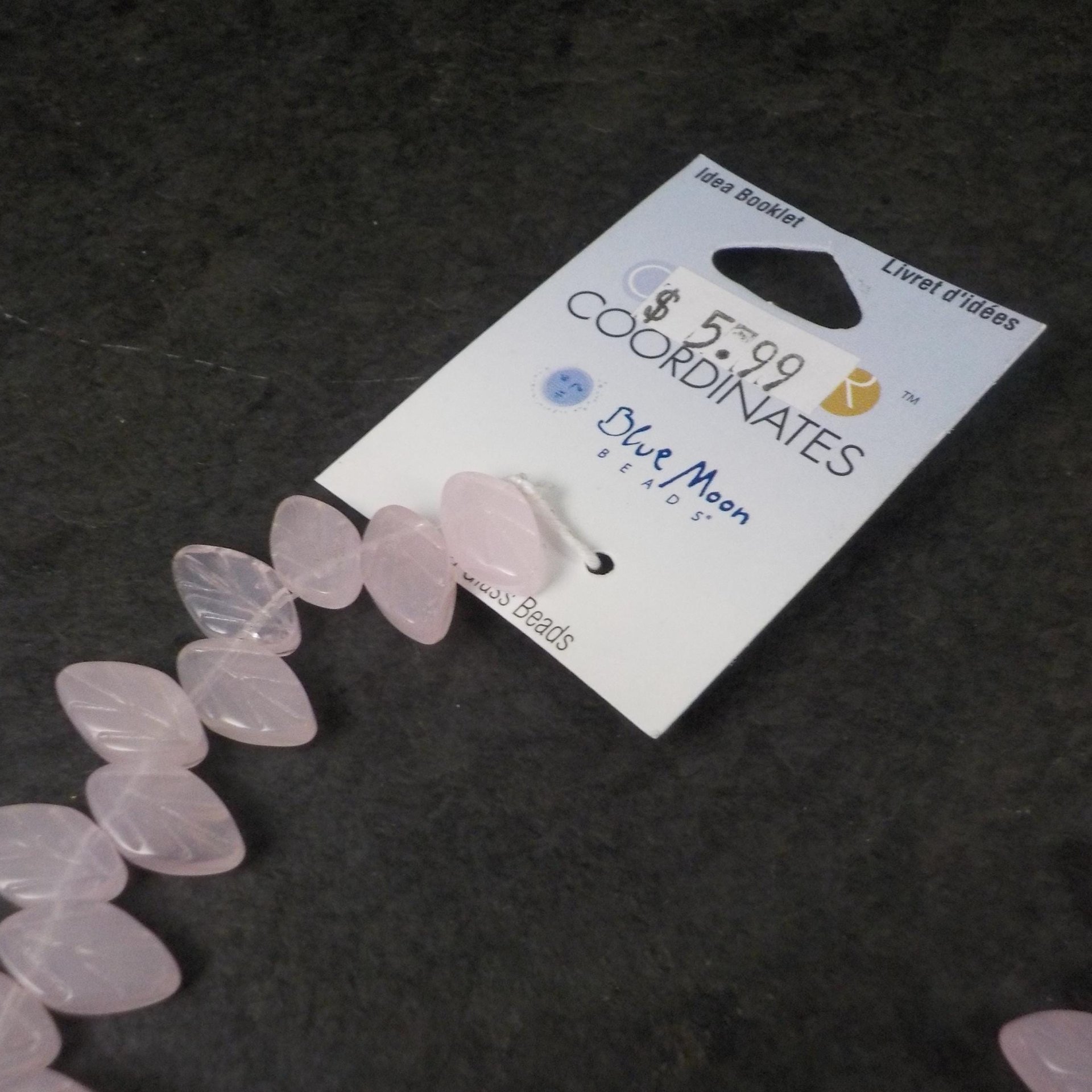 Pink Pressed Glass Leaf Beads 6x11mm Blue Moon Beads