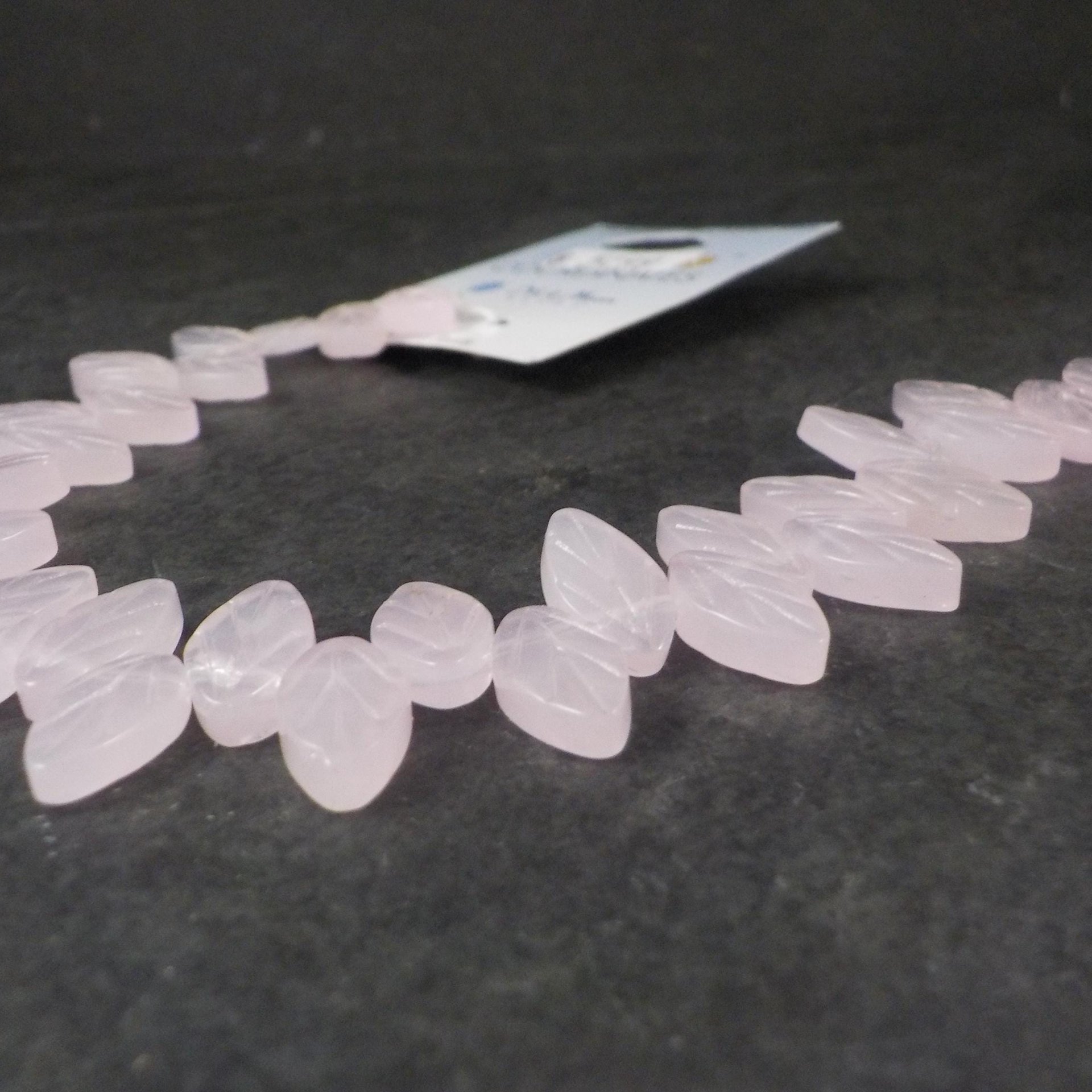 Pink Pressed Glass Leaf Beads 6x11mm Blue Moon Beads