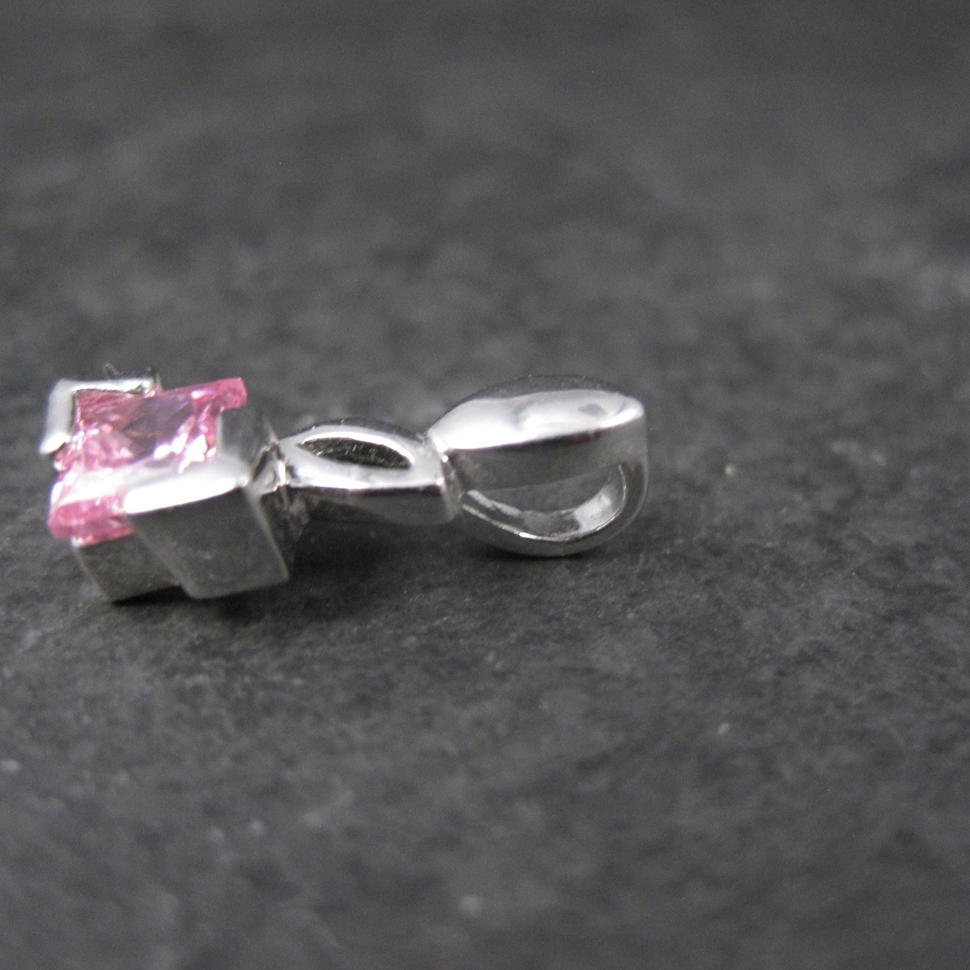 Tiny Sterling Silver Pink Cubic Zirconia Pendant