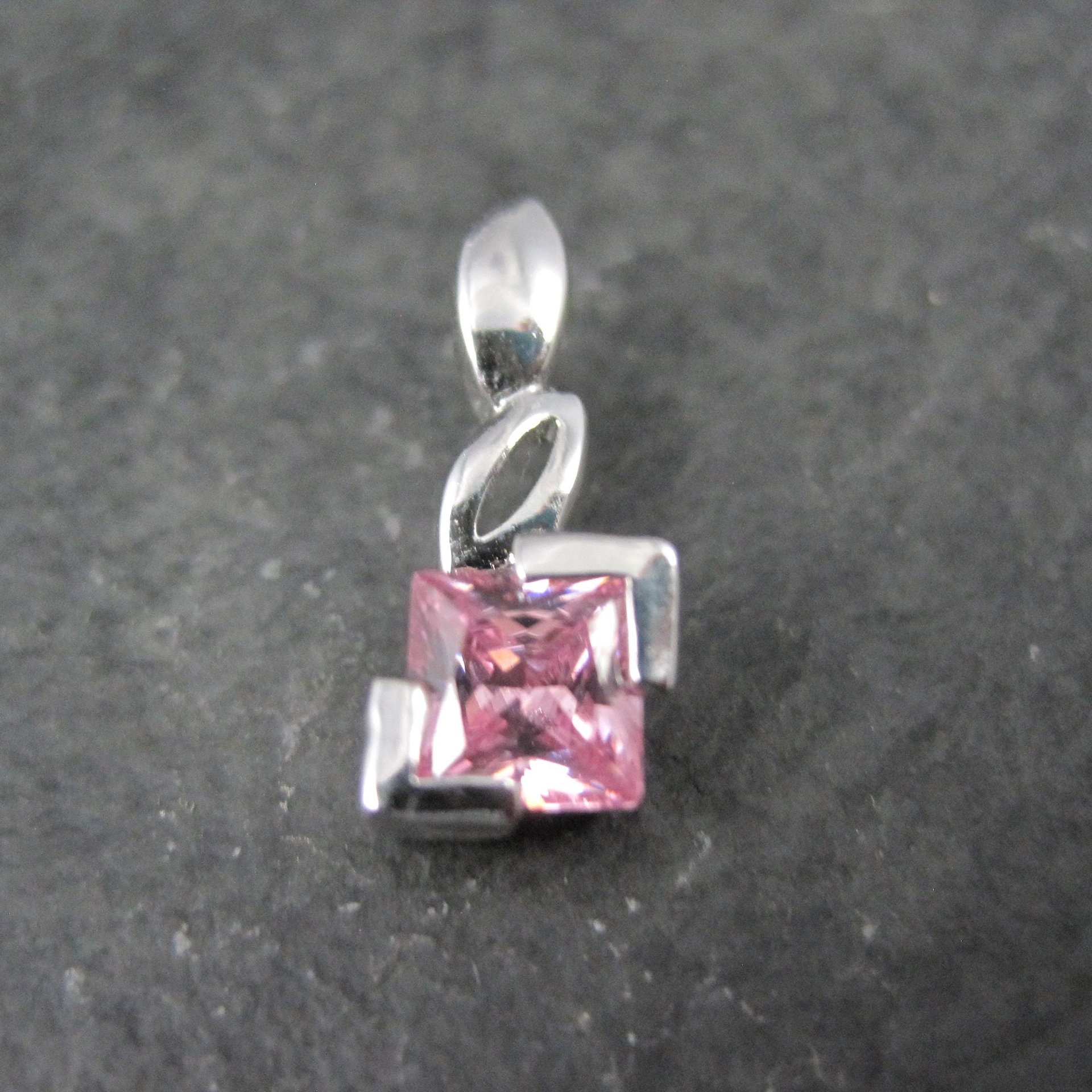 Tiny Sterling Silver Pink Cubic Zirconia Pendant