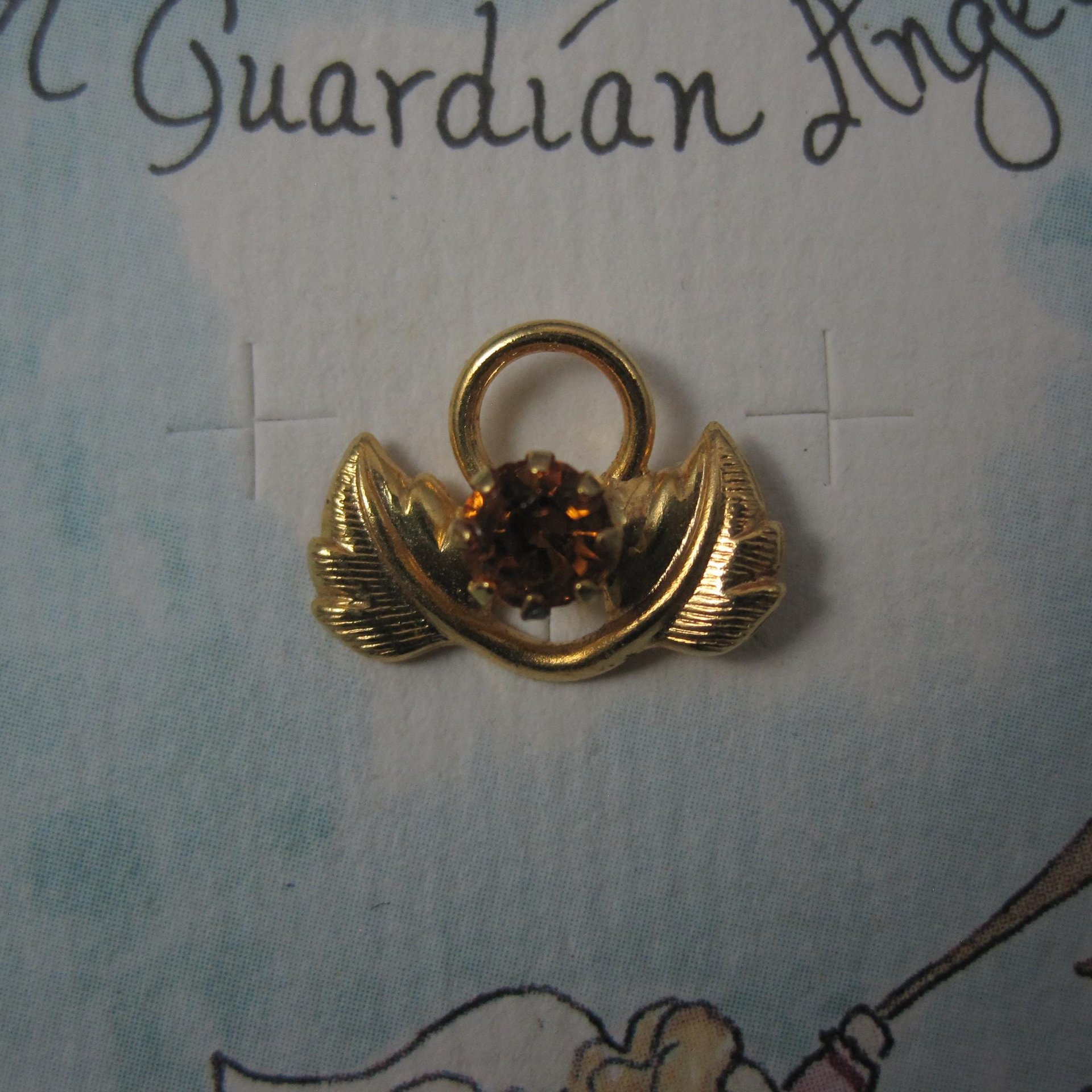 1998 Guardian Angel Pin November Topaz Birthstone Crystal New Old Stock