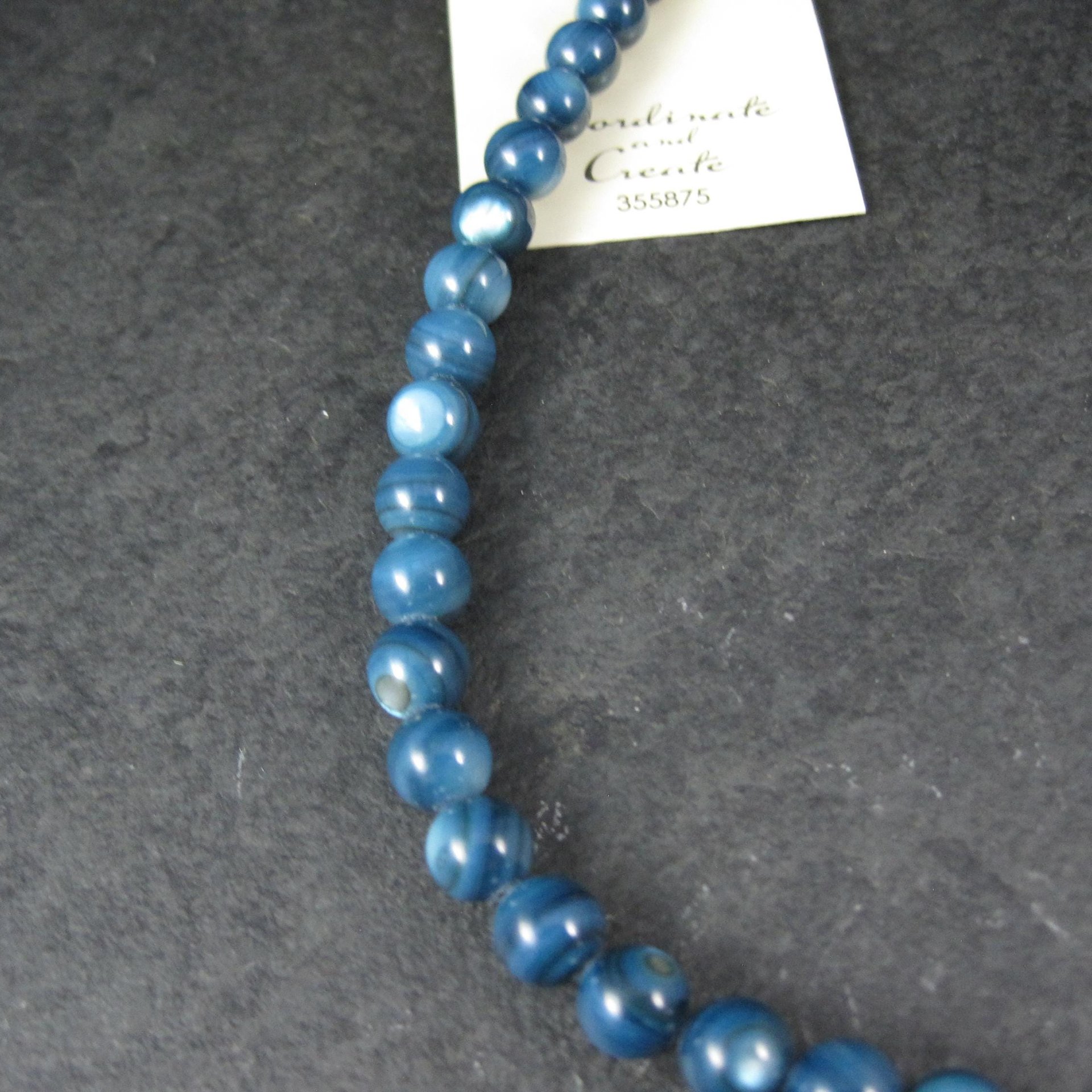 Traditions Natural Gallery 7mm Round Blue Mother of Pearl Shell Bead Strand