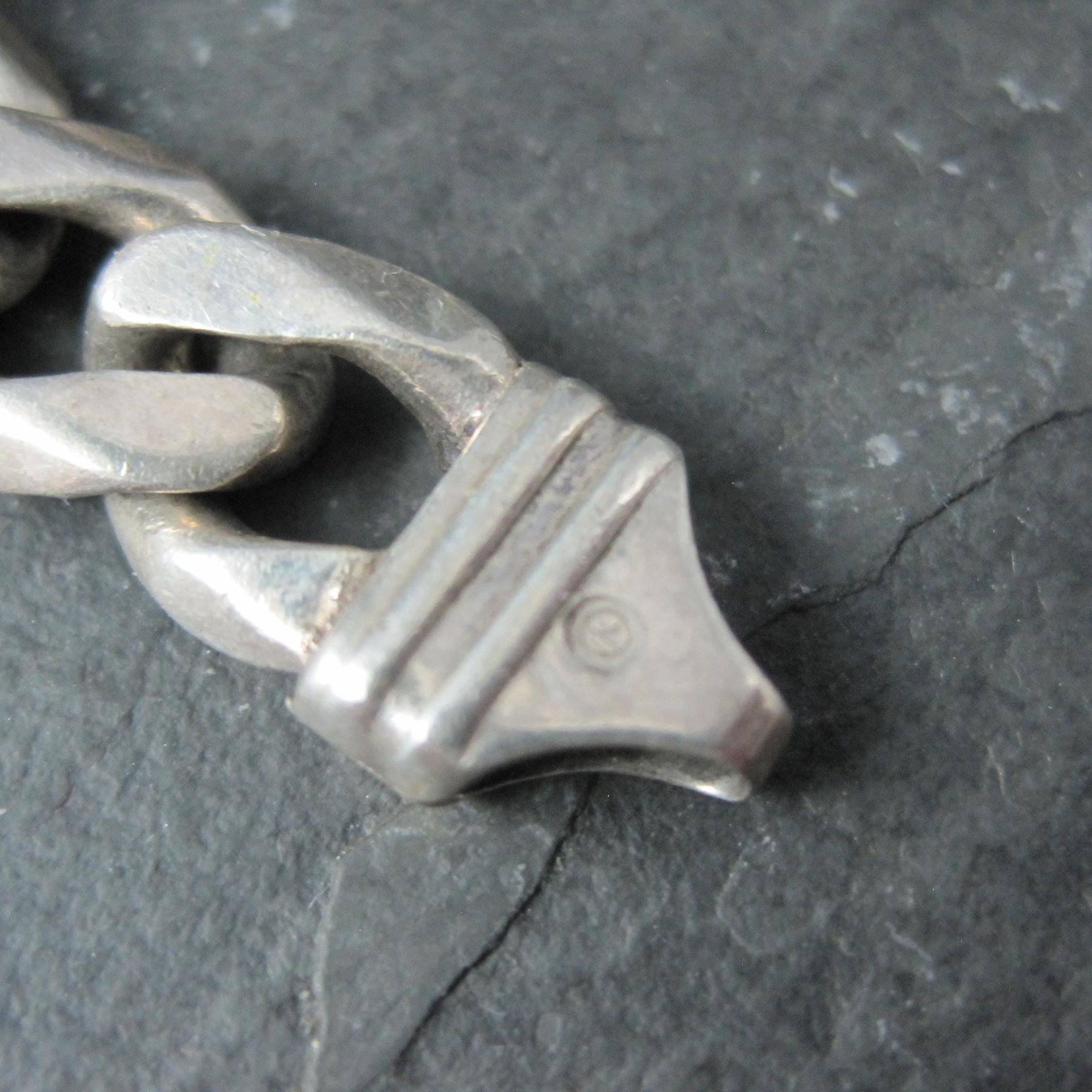 Vintage Italian Sterling Figaro Chain Necklace 22 Inches 10MM Wide