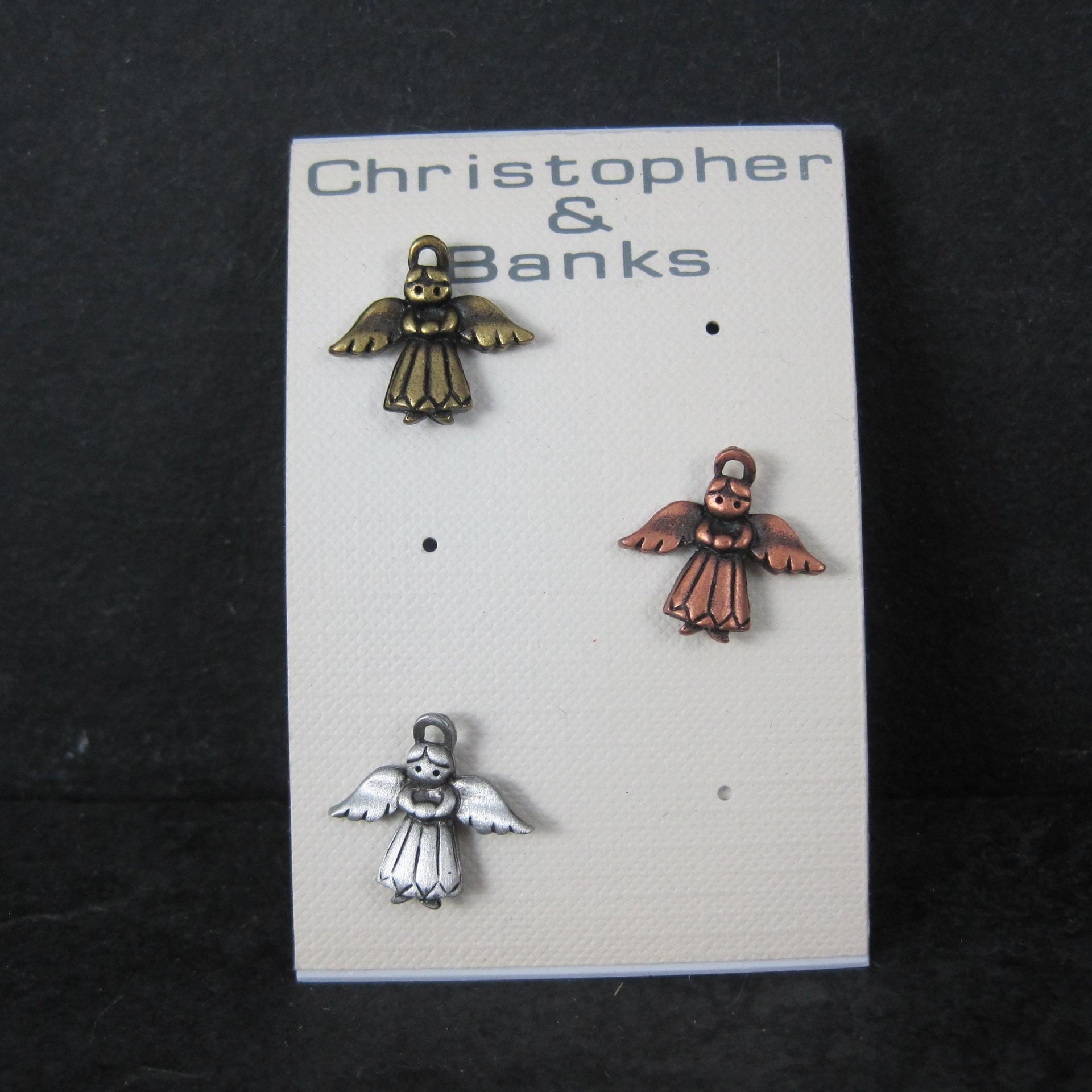 Set of 3 Copper Silver Gold Angel Lapel Pins New Old Stock 2001