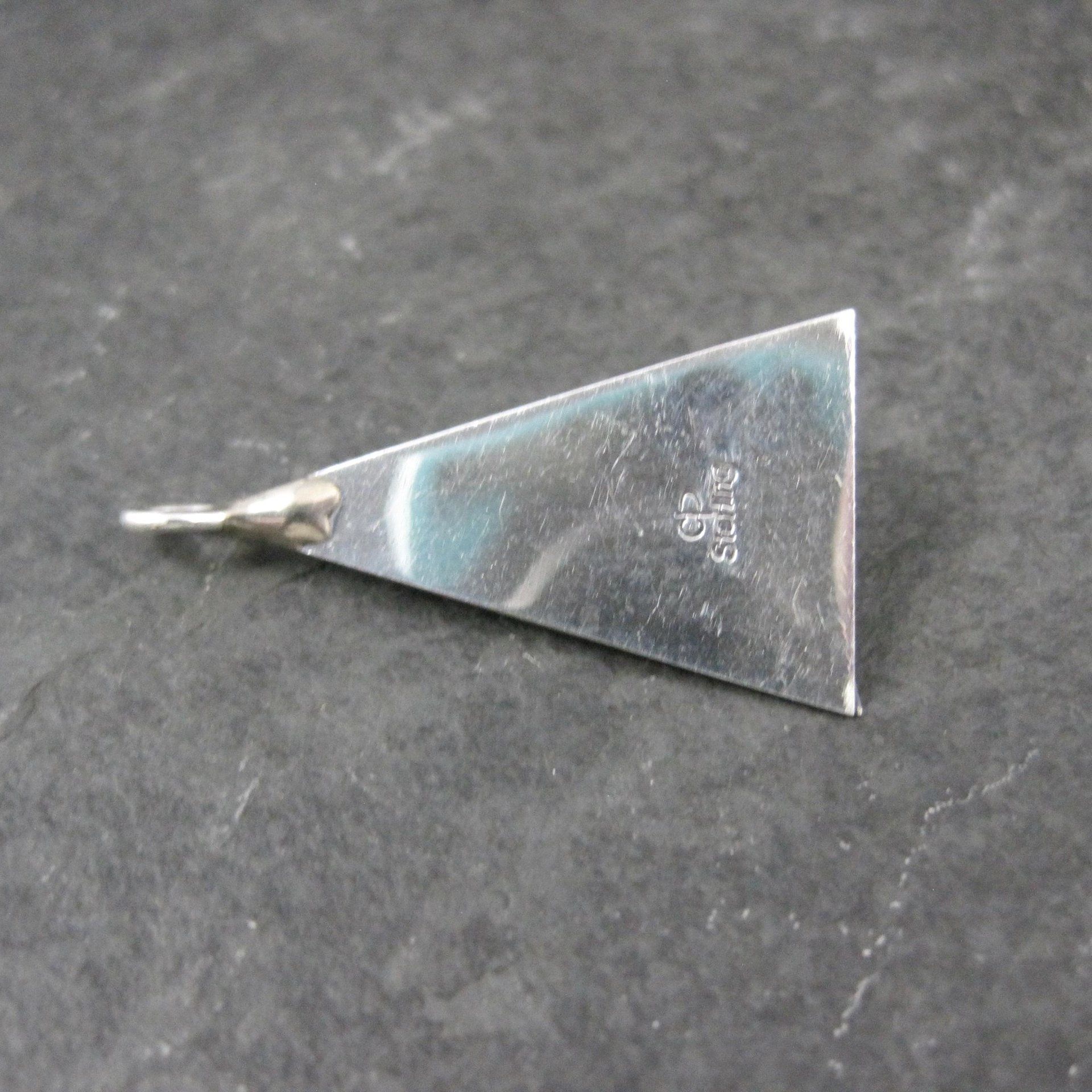 Turquoise Shadowbox Pendant Vintage Navajo Sterling Silver Signed New Old Stock
