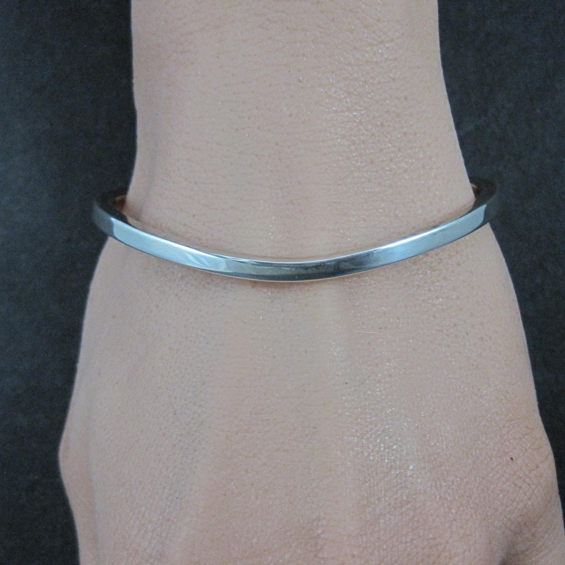 Southwestern Sterling Sweater Cuff Bracelet Simple Silver 6.25 Inches