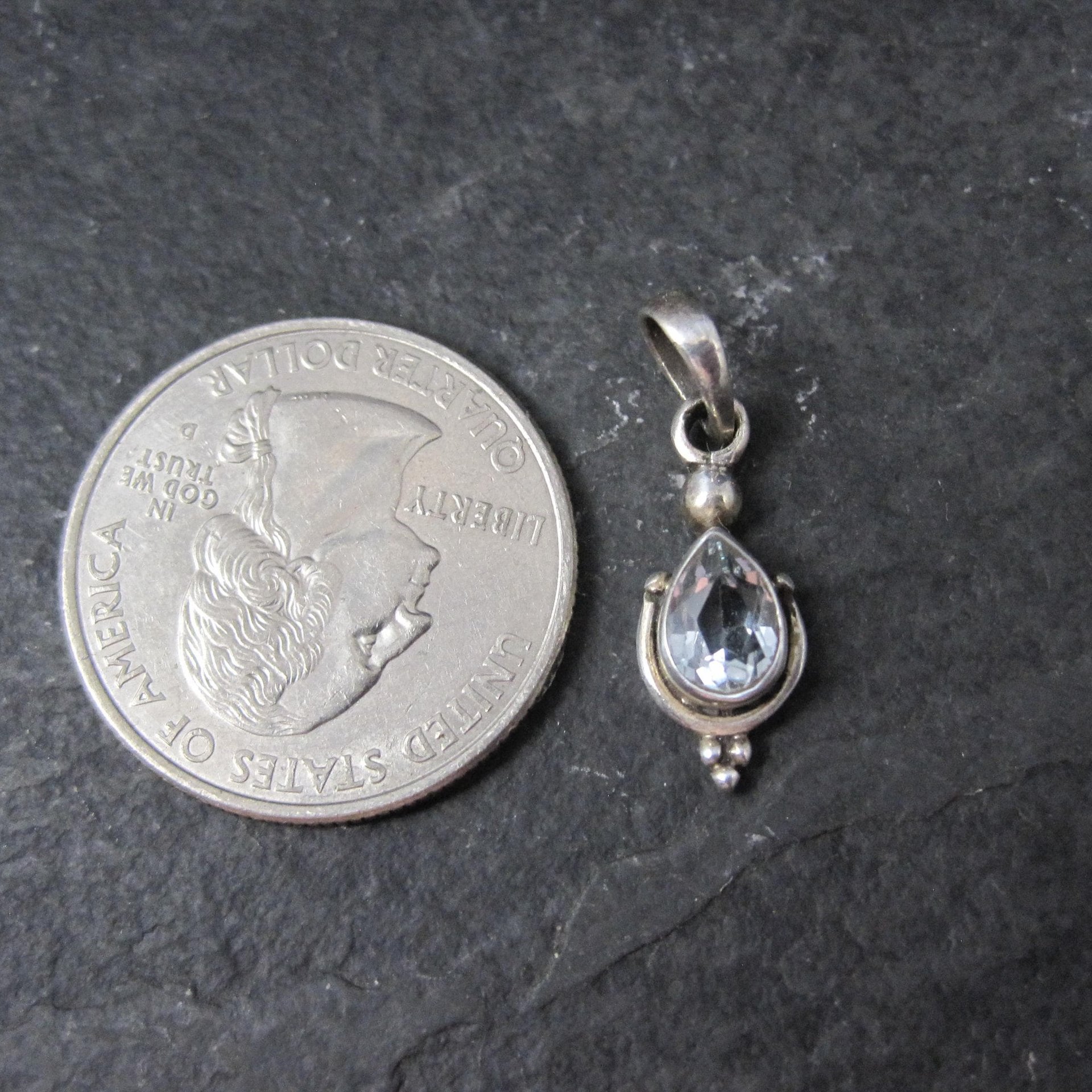 Small Sterling Blue Topaz Pendant
