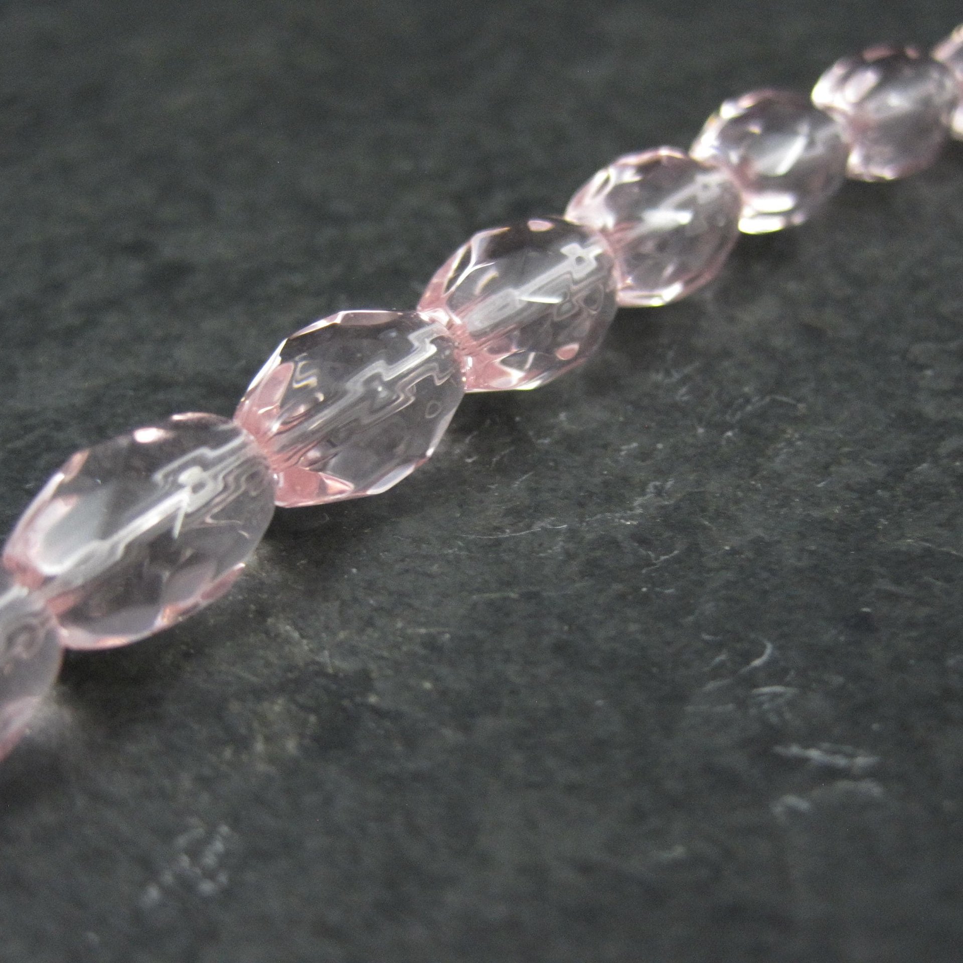 Faceted Pink Glass Beads 8x11mm Bliss Beads