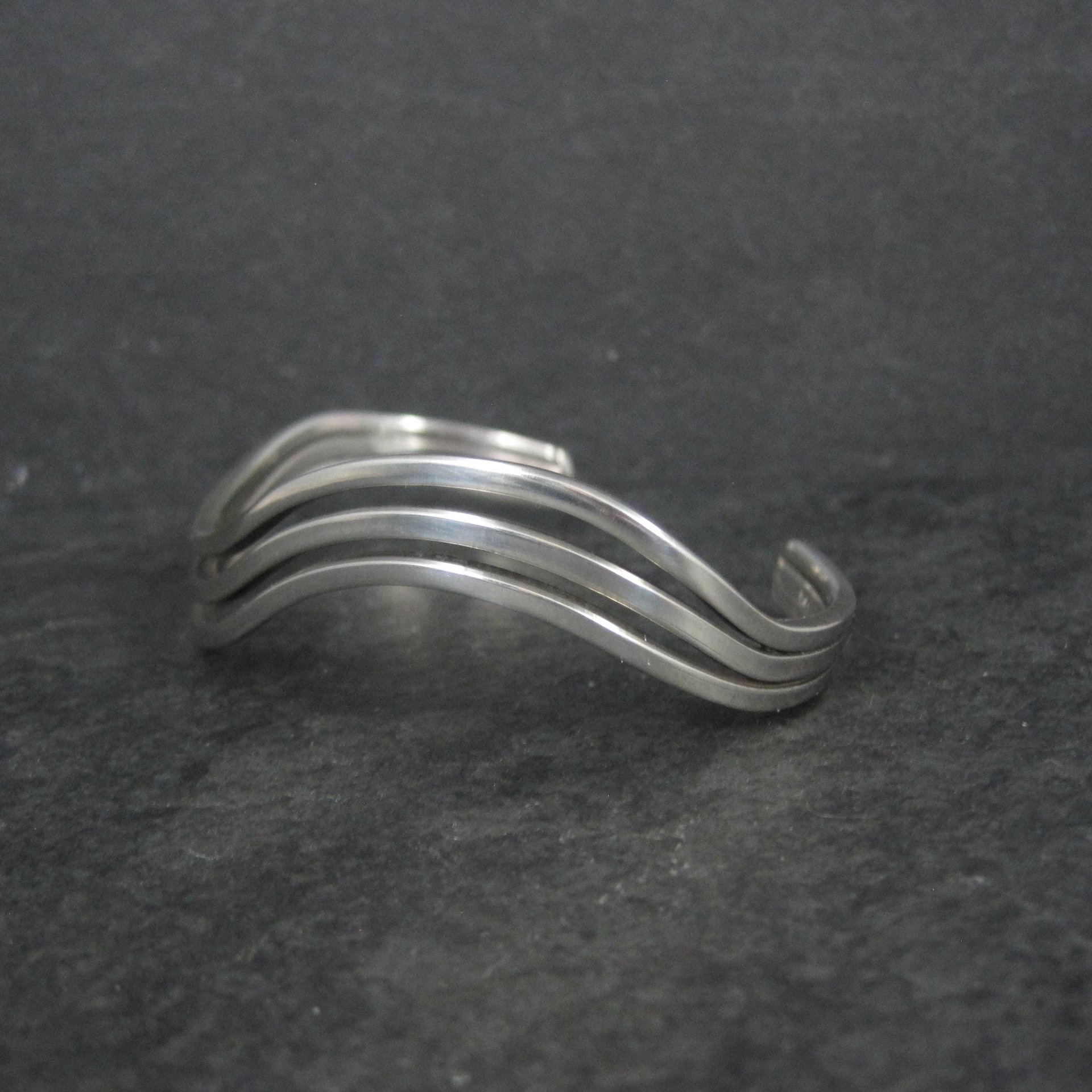 Vintage Wavy Cuff Bracelet 6.5 Inches Sterling Silver Estate Jewelry