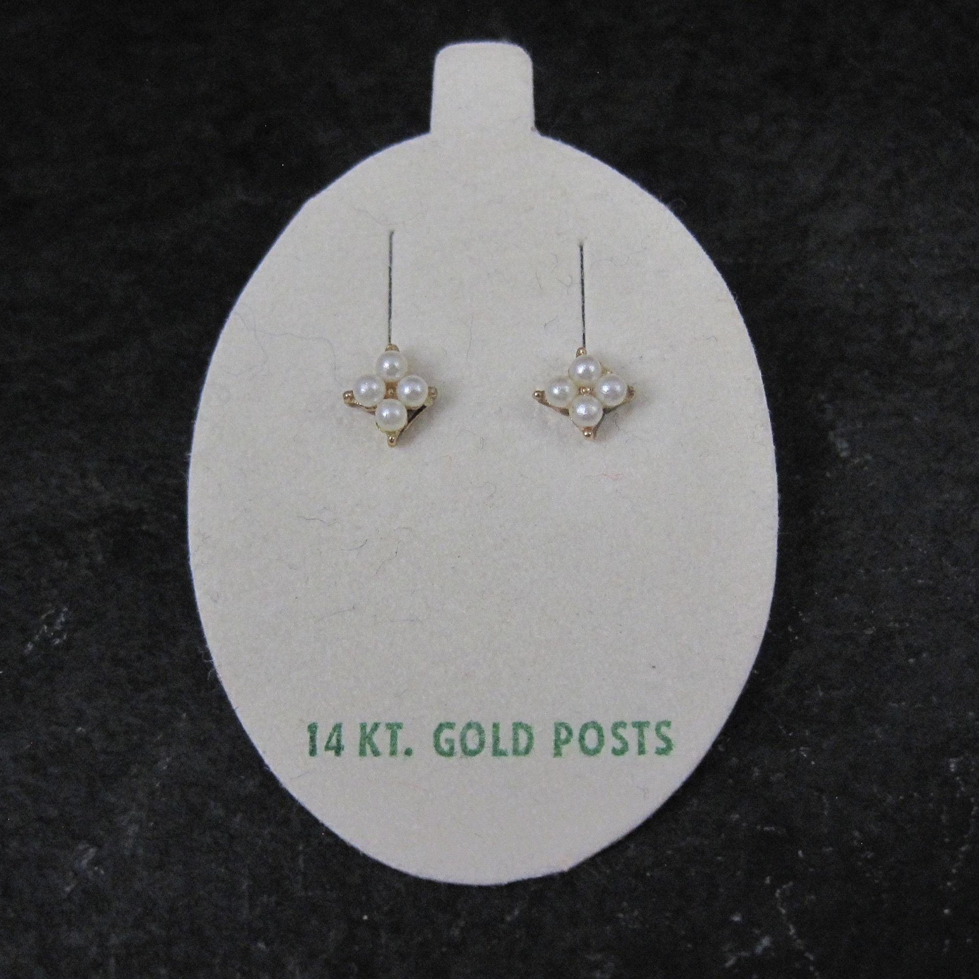 Vintage 14K Pearl Kids Stud Earrings New Old Stock