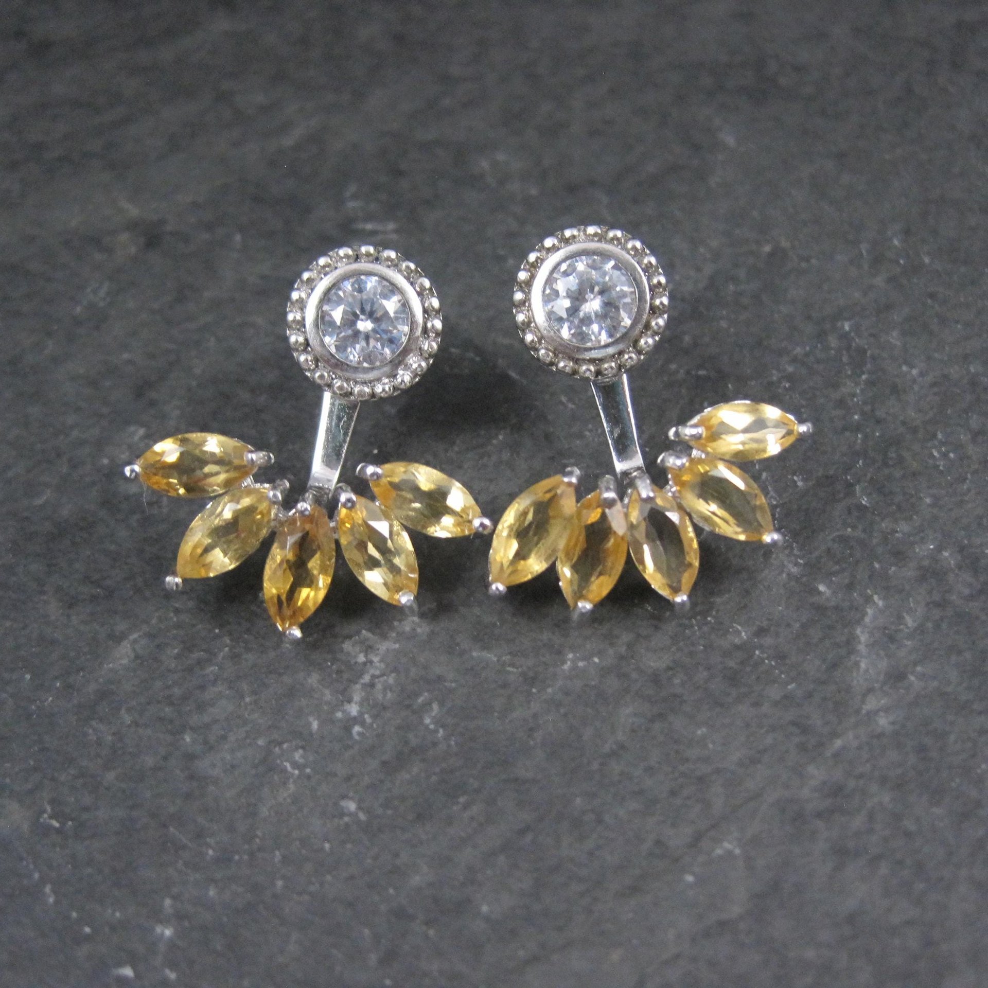 Sterling Silver Citrine Earrings Earring Jackets Estate