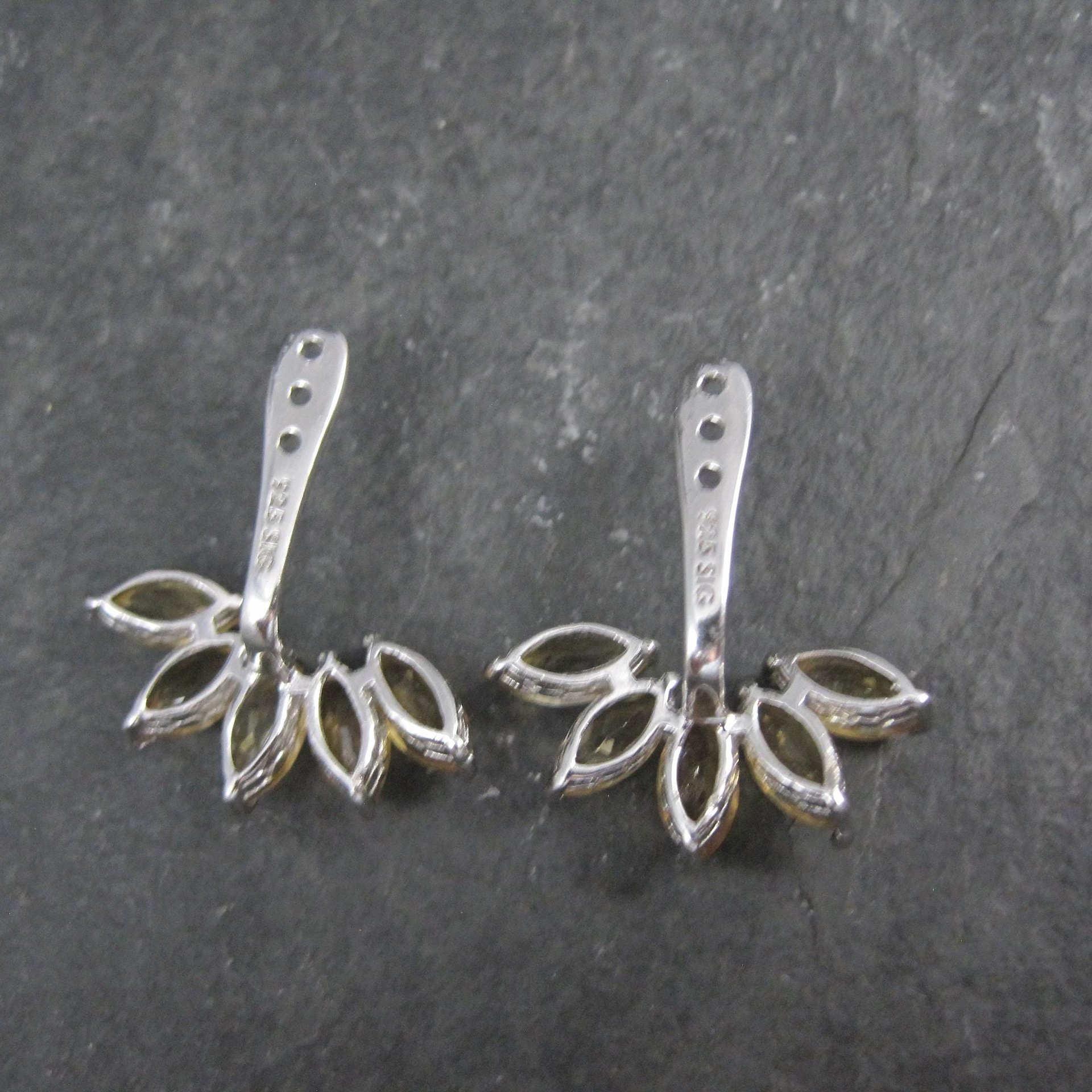 Sterling Silver Citrine Earrings Earring Jackets Estate