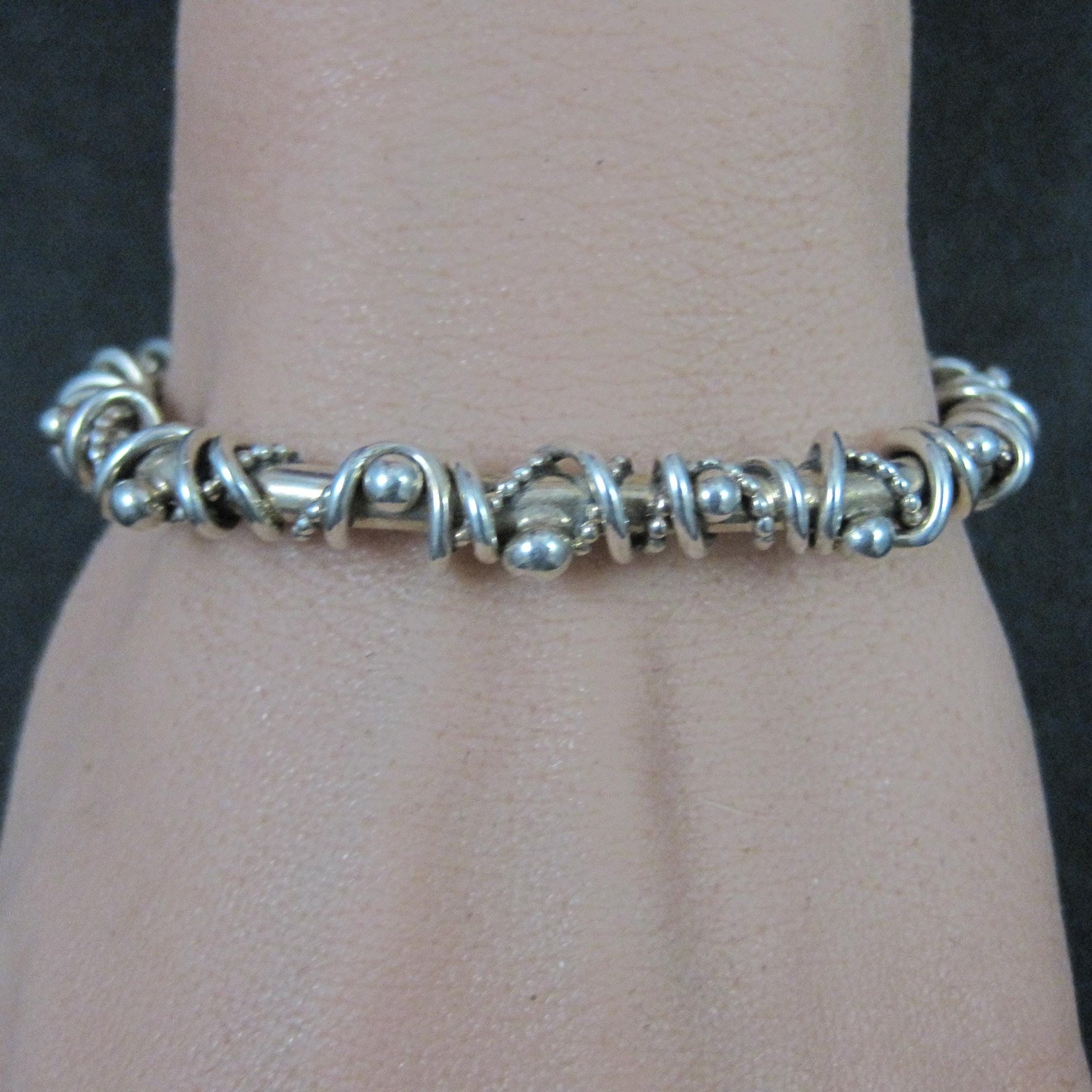 Southwestern Brutalist Sterling Cuff Bracelet 5.5 Inches Wire Wrapped Twisted Silver