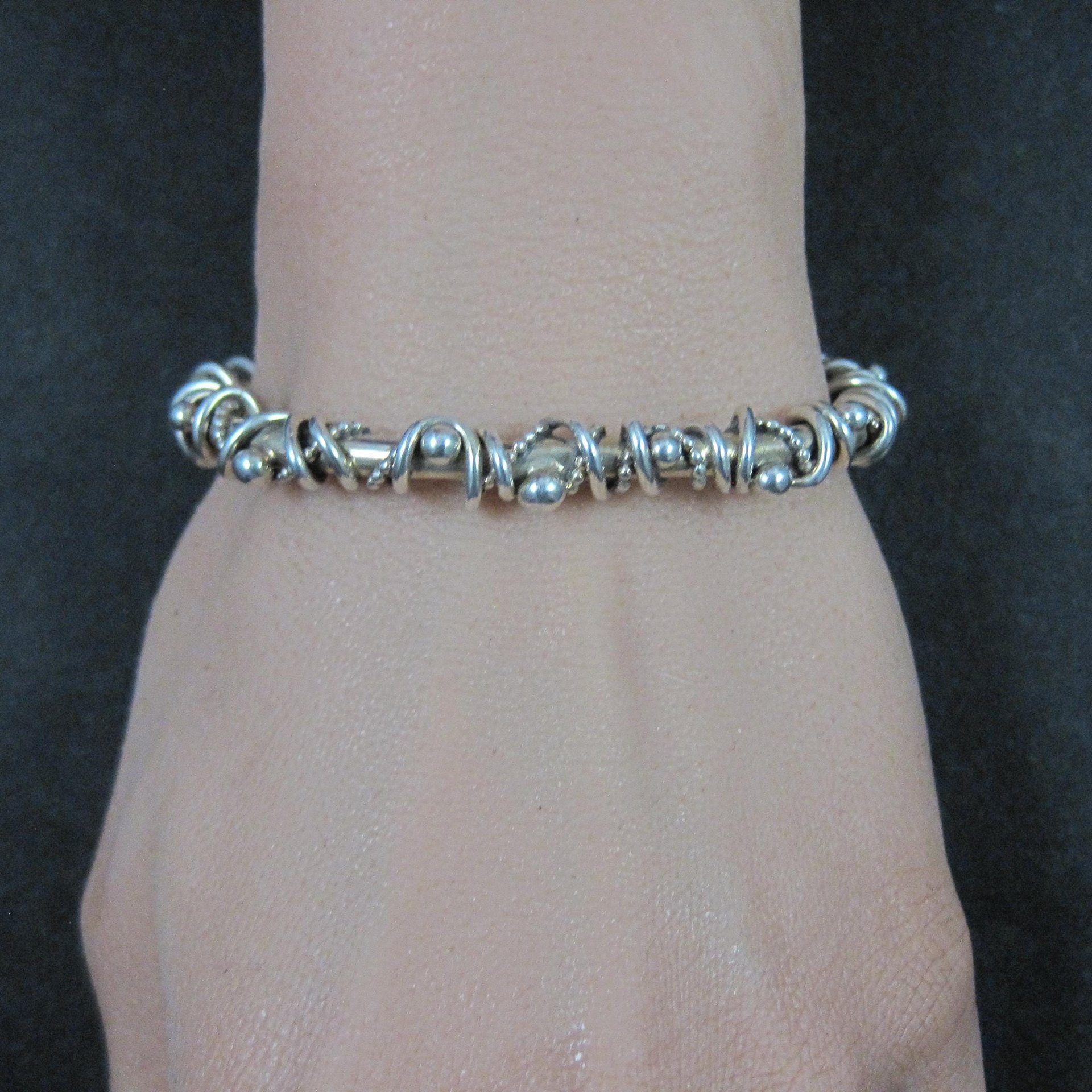 Southwestern Brutalist Sterling Cuff Bracelet 5.5 Inches Wire Wrapped Twisted Silver
