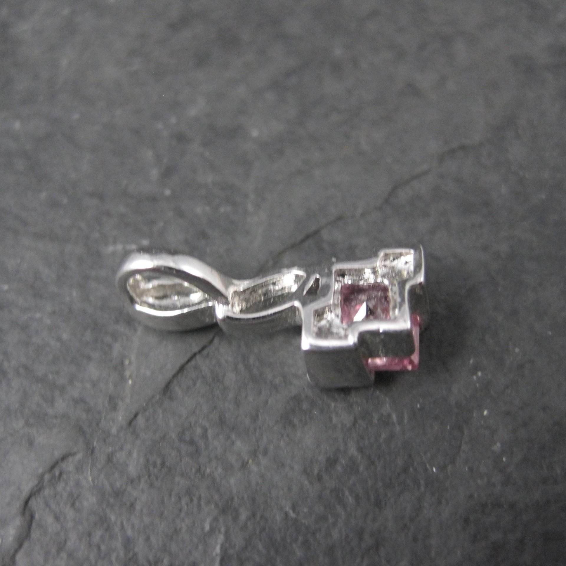 Tiny Sterling Silver Pink Cubic Zirconia Pendant