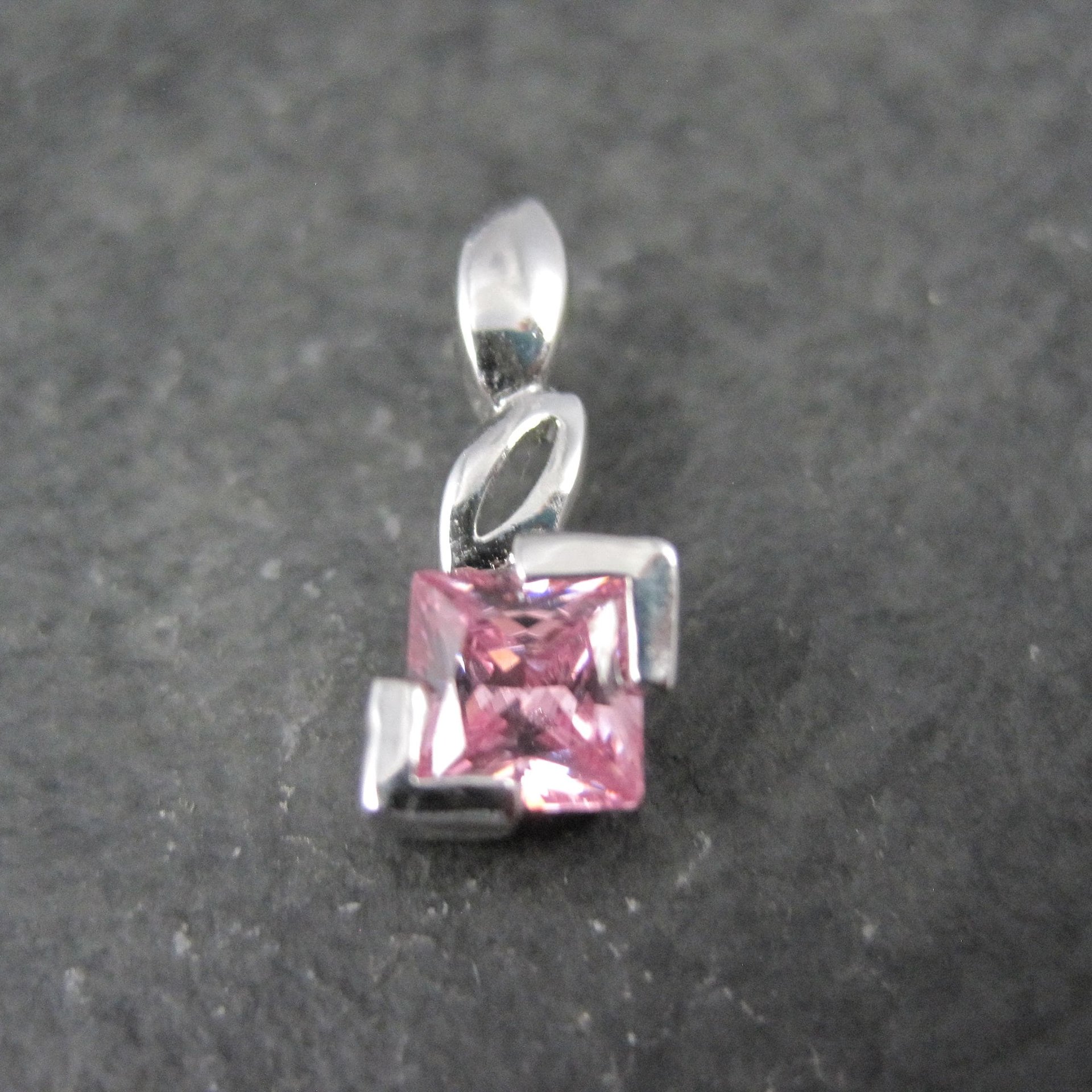 Tiny Sterling Silver Pink Cubic Zirconia Pendant