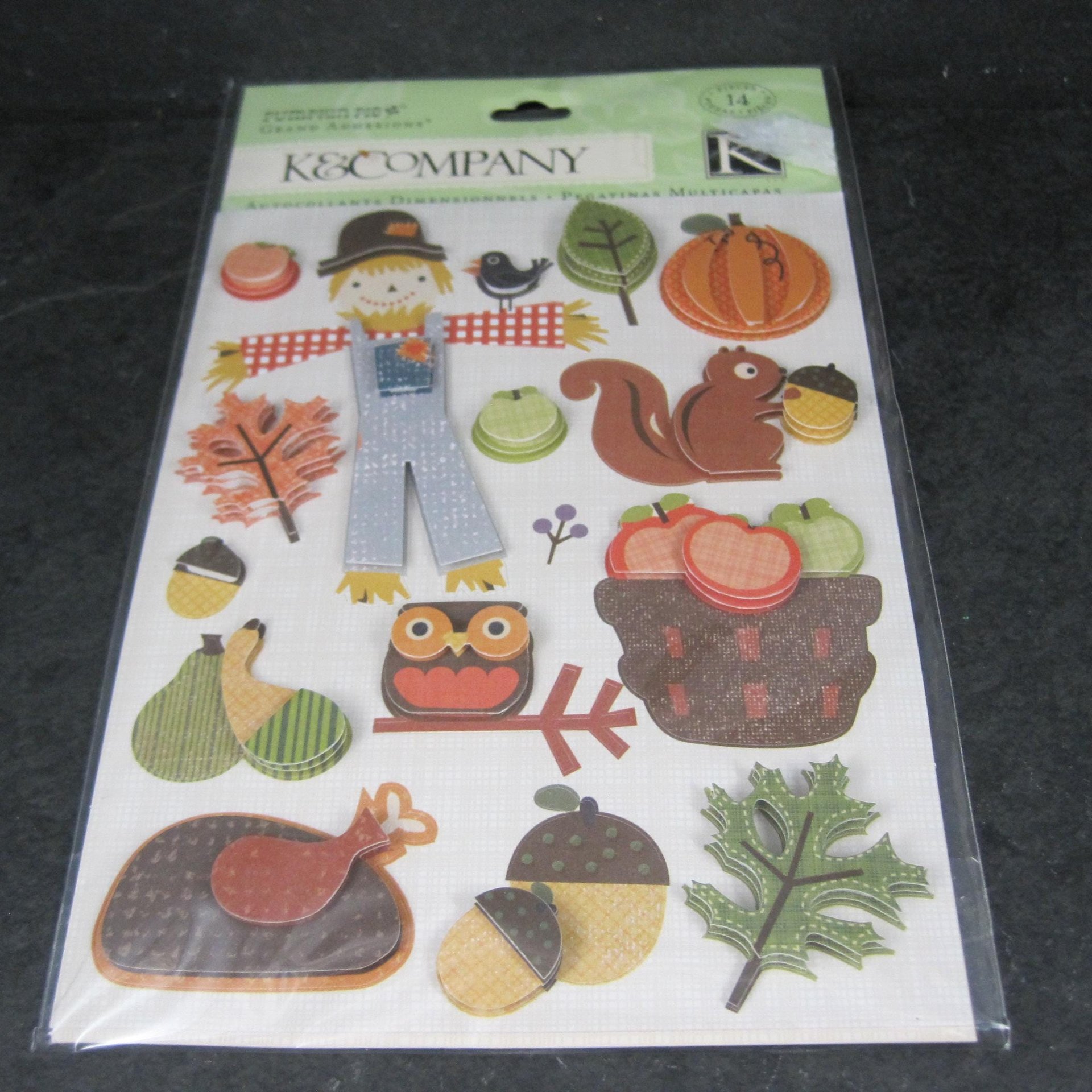 K & Company Fall Autumn Scarecrow Stickers Discontinued Dimensional