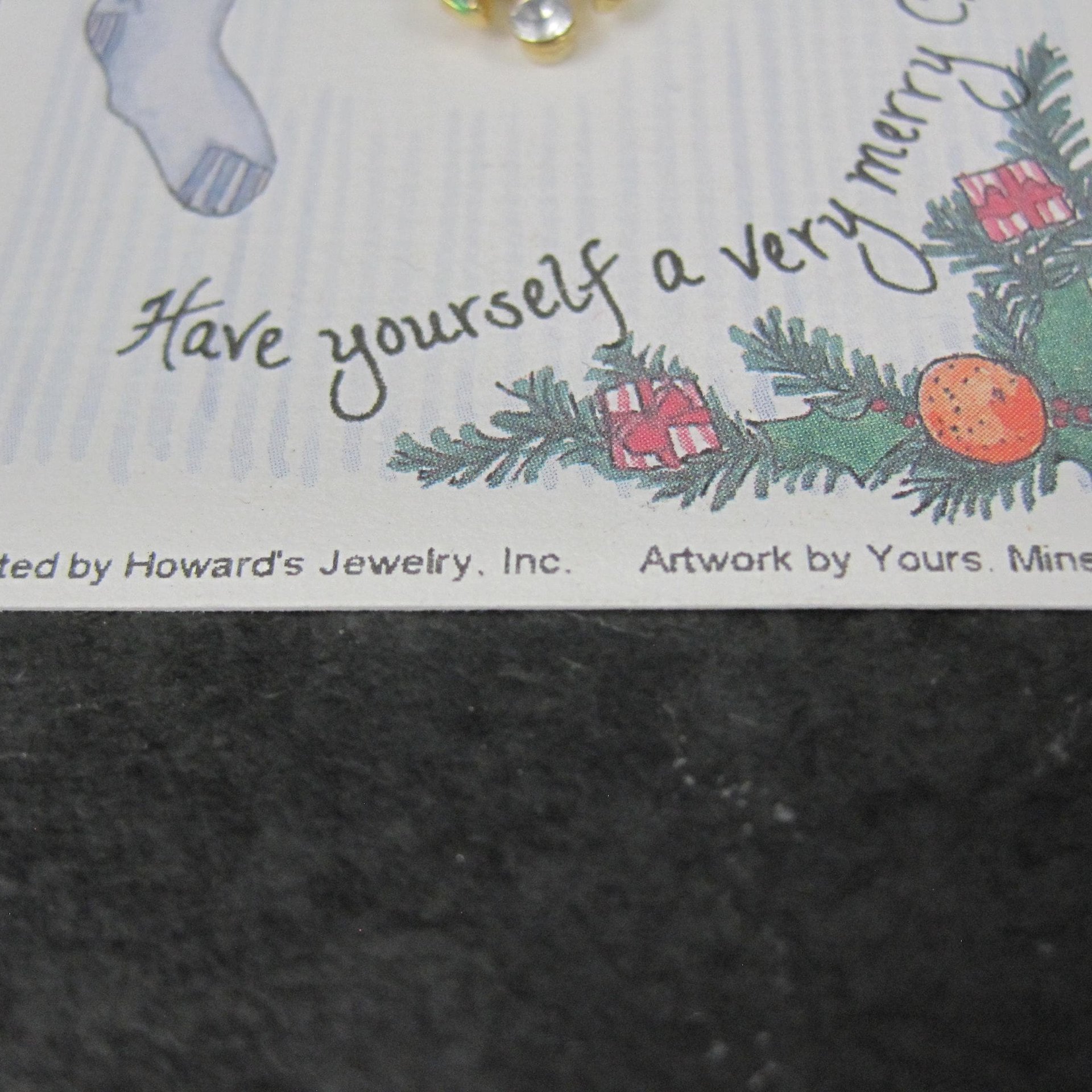 Vintage Crystal Enamel Candy Cane Pin New Old Stock