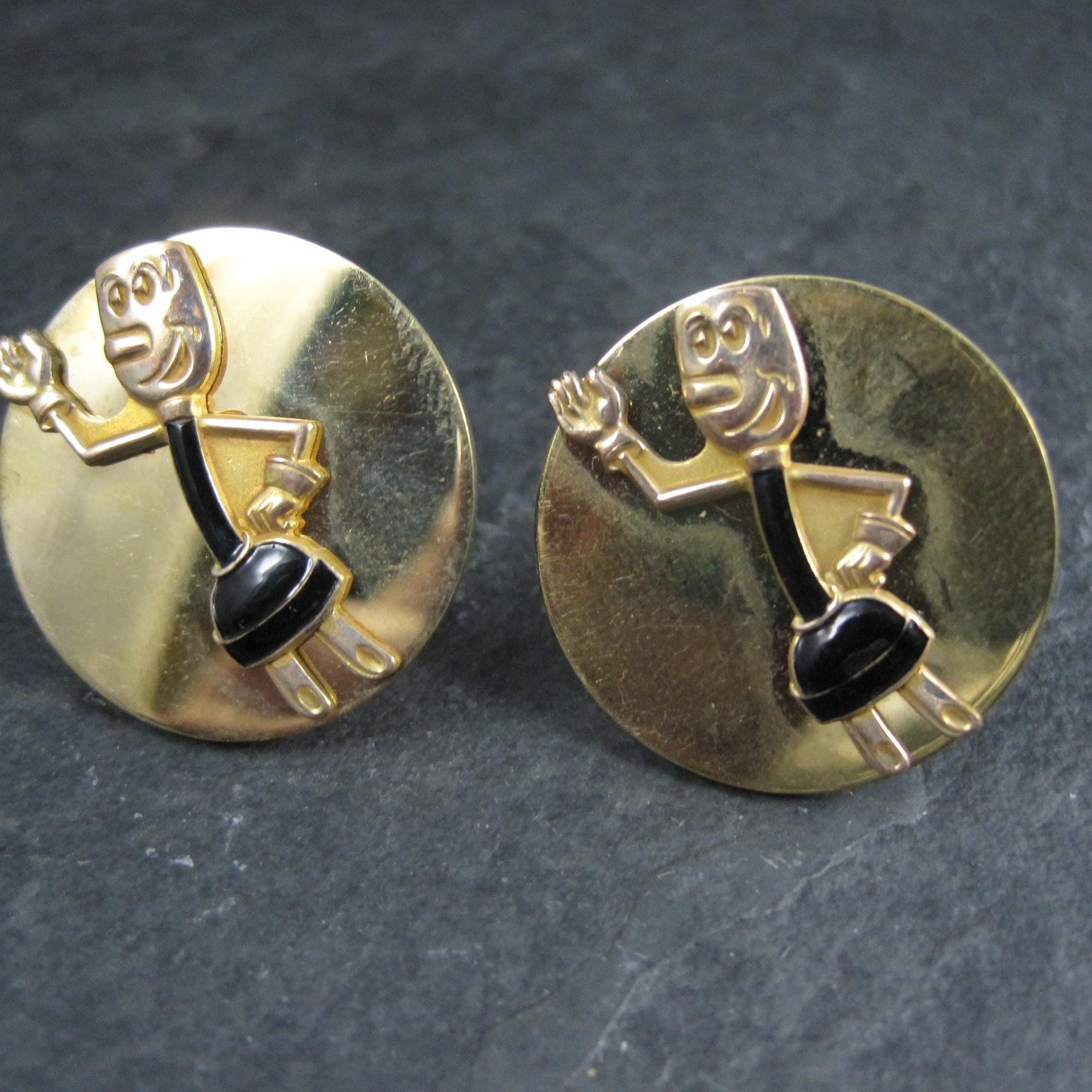 Vintage Reddy Kilowatt Gold Filled Jewelry Set Pin Earrings Balfour