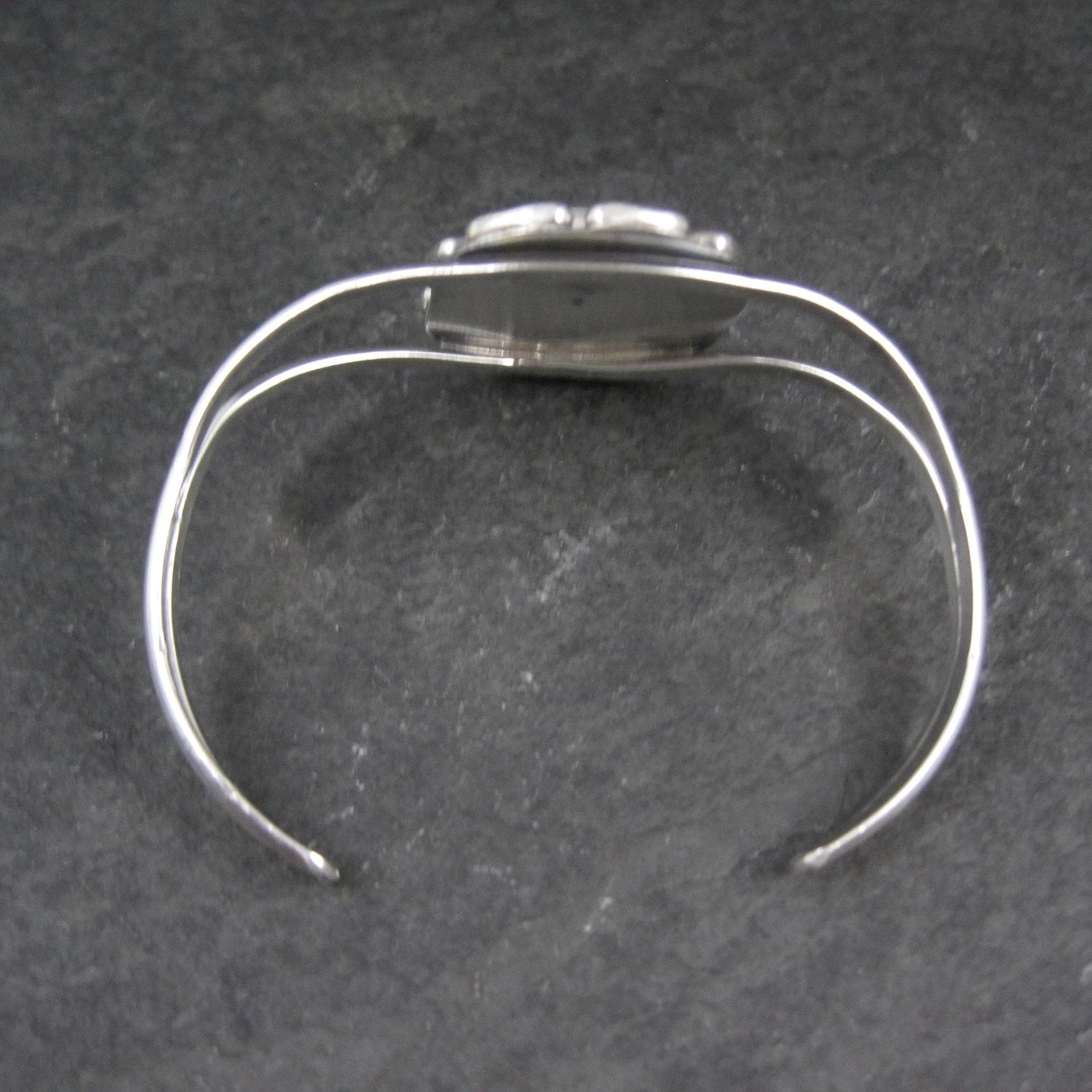 Southwestern Sterling Silver Inlaid Flower Cuff Bracelet 5.5 Inches