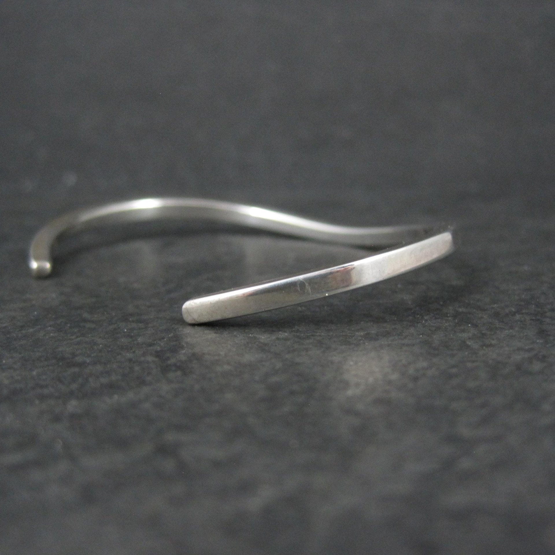 Southwestern Sterling Sweater Cuff Bracelet Simple Silver 6.25 Inches