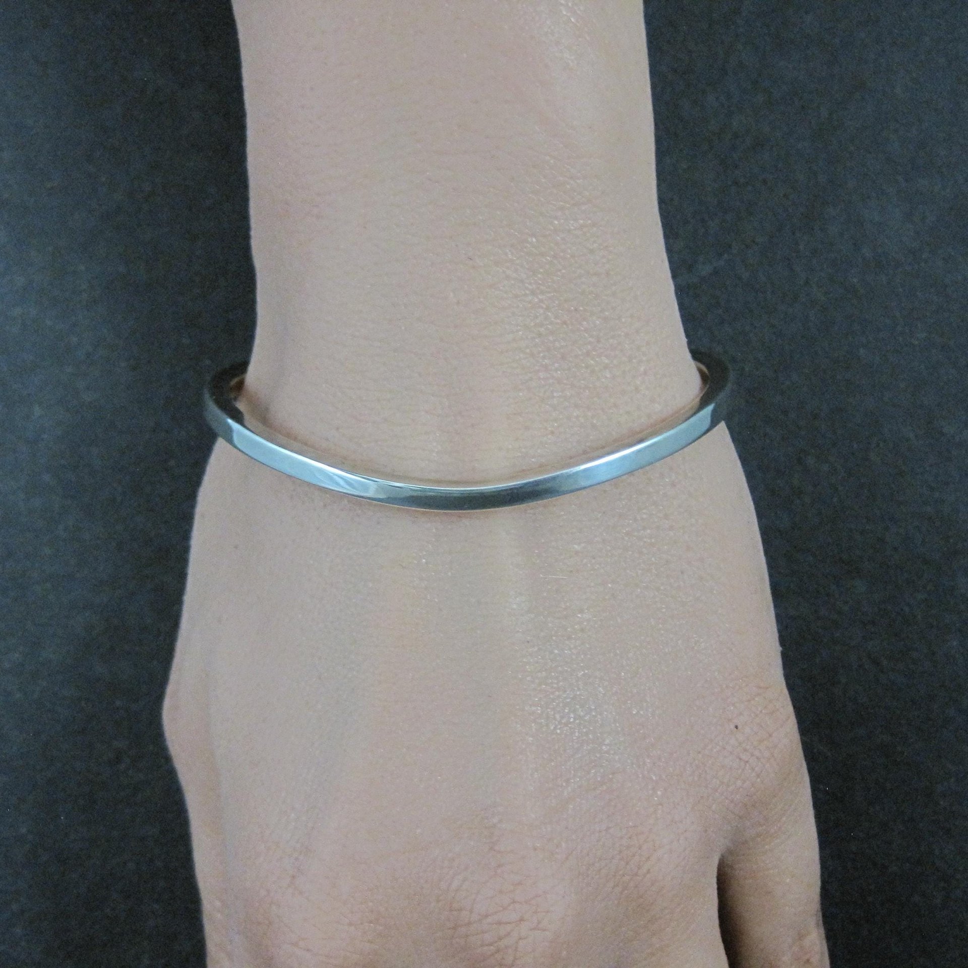 Southwestern Sterling Sweater Cuff Bracelet Simple Silver 6.25 Inches