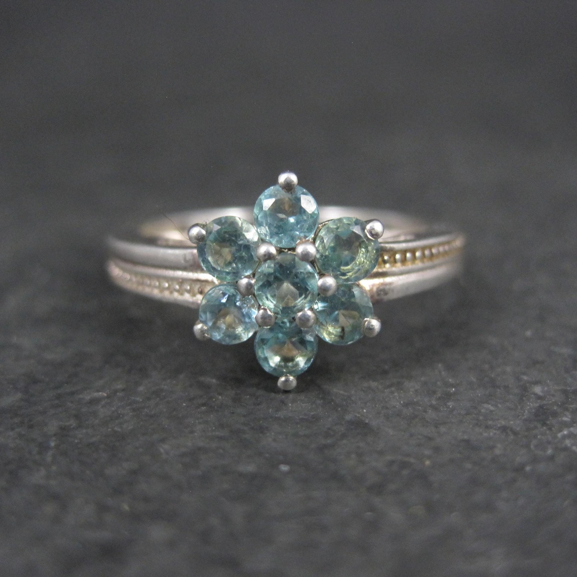 Sterling Silver Blue Tourmaline Ring Size 8