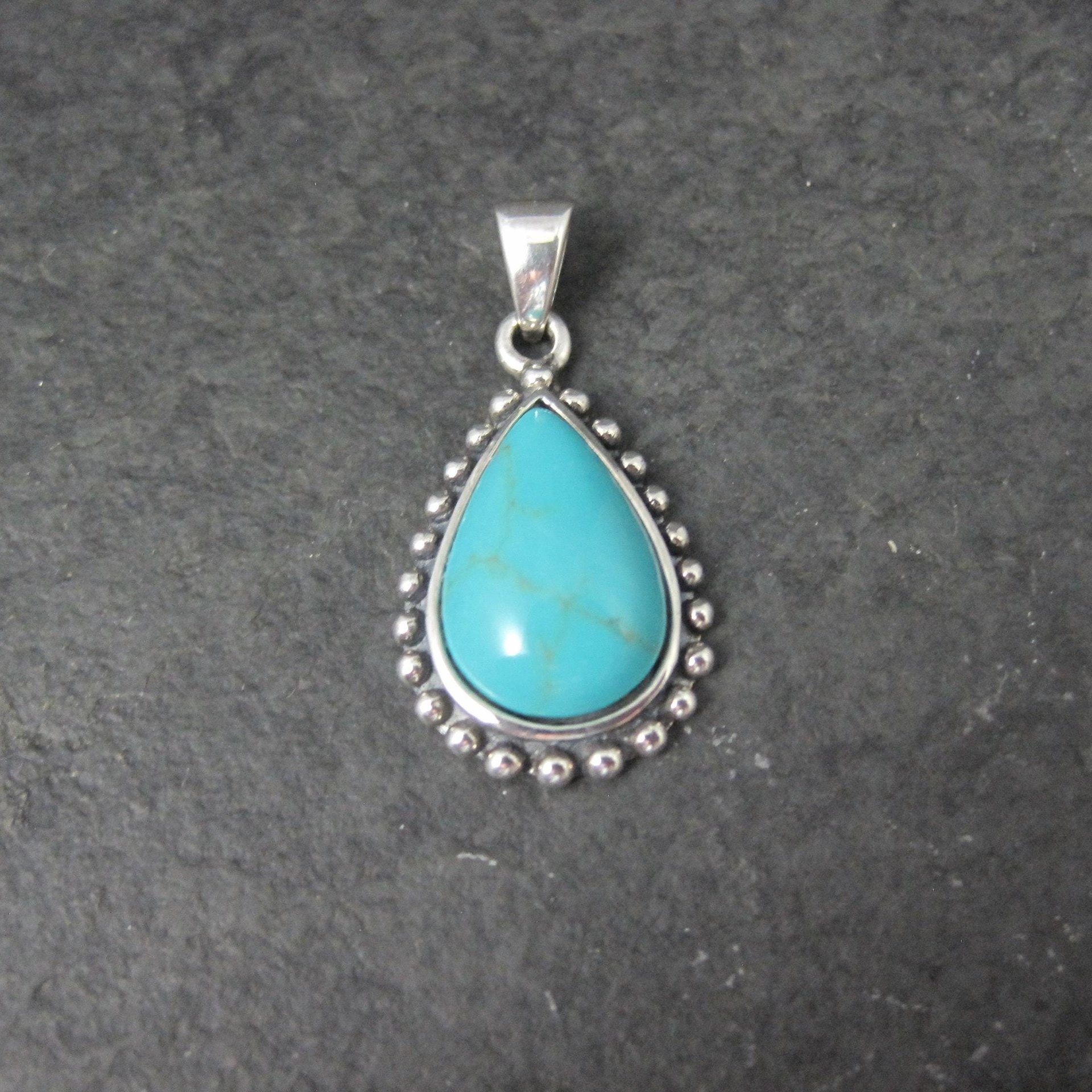 Sterling Block Turquoise Pendant Simple Silver