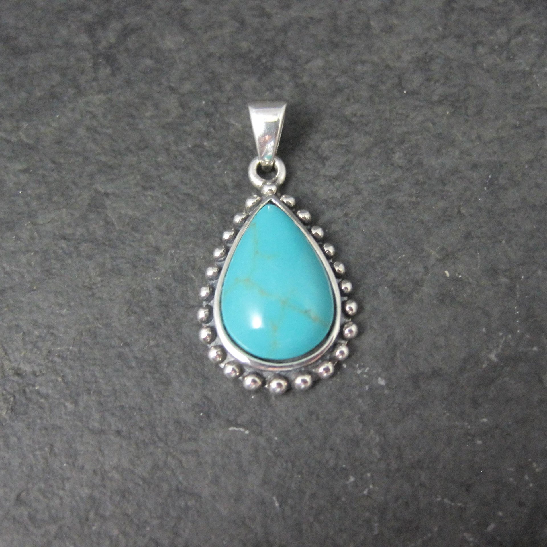 Sterling Block Turquoise Pendant Simple Silver