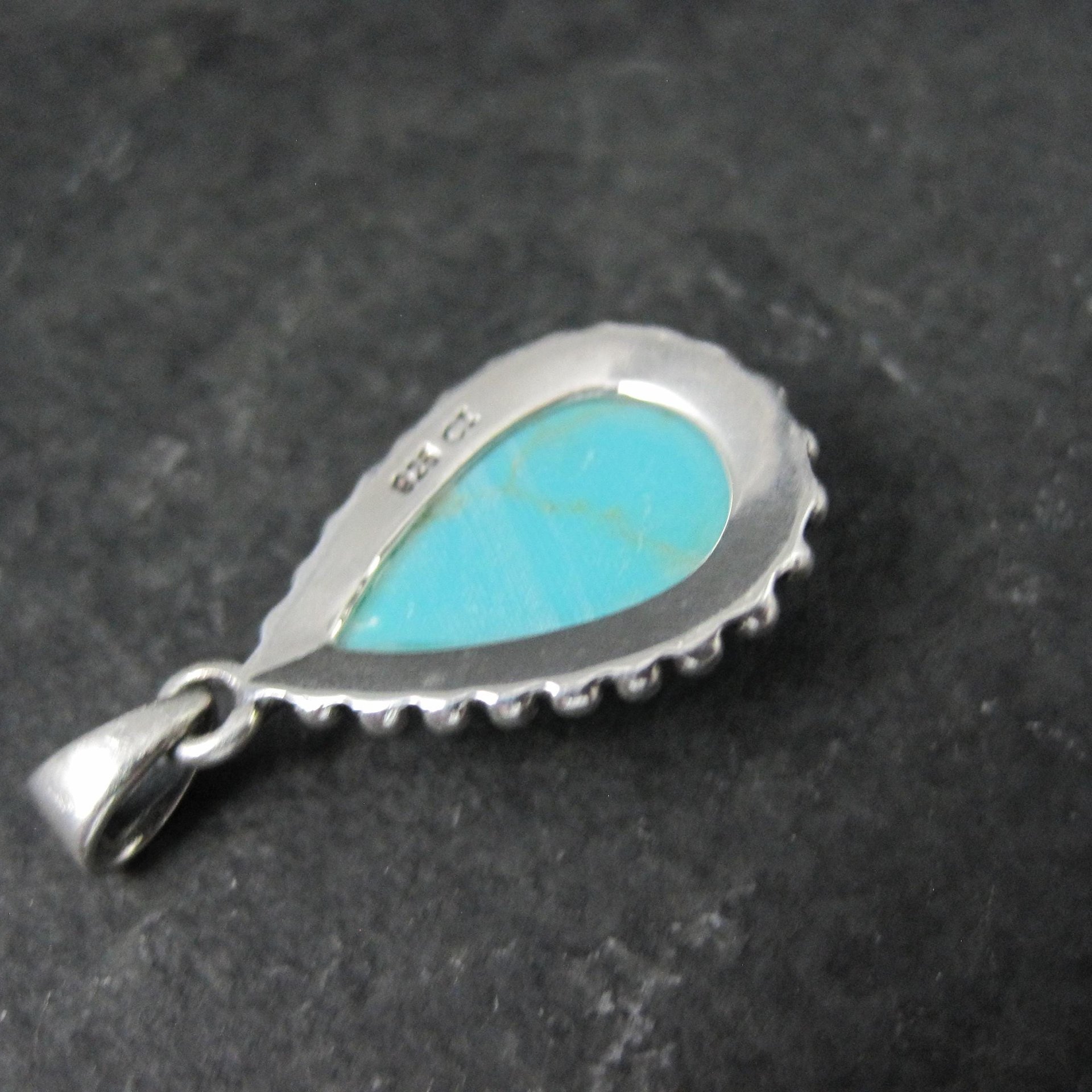 Sterling Block Turquoise Pendant Simple Silver
