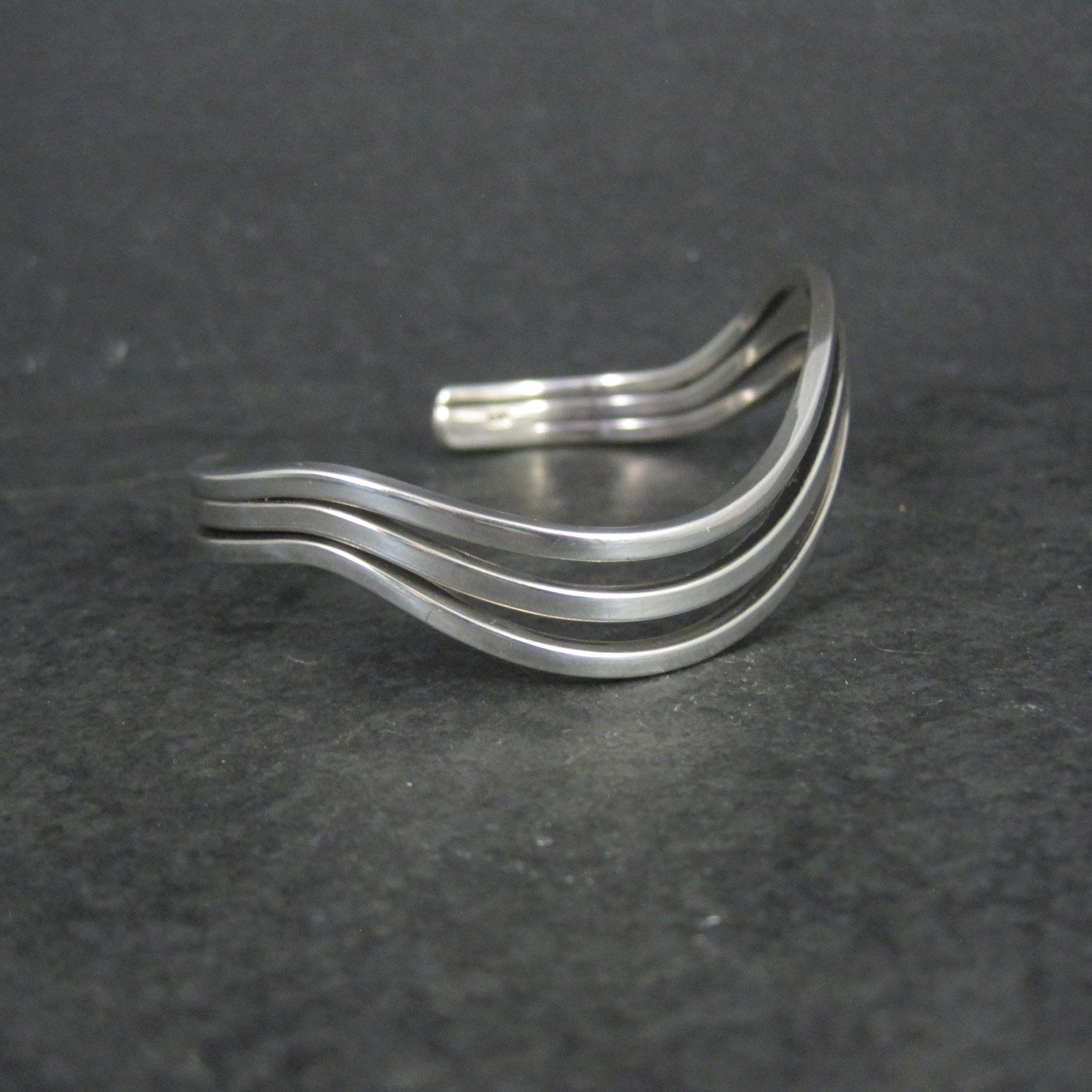 Vintage Wavy Cuff Bracelet 6.5 Inches Sterling Silver Estate Jewelry