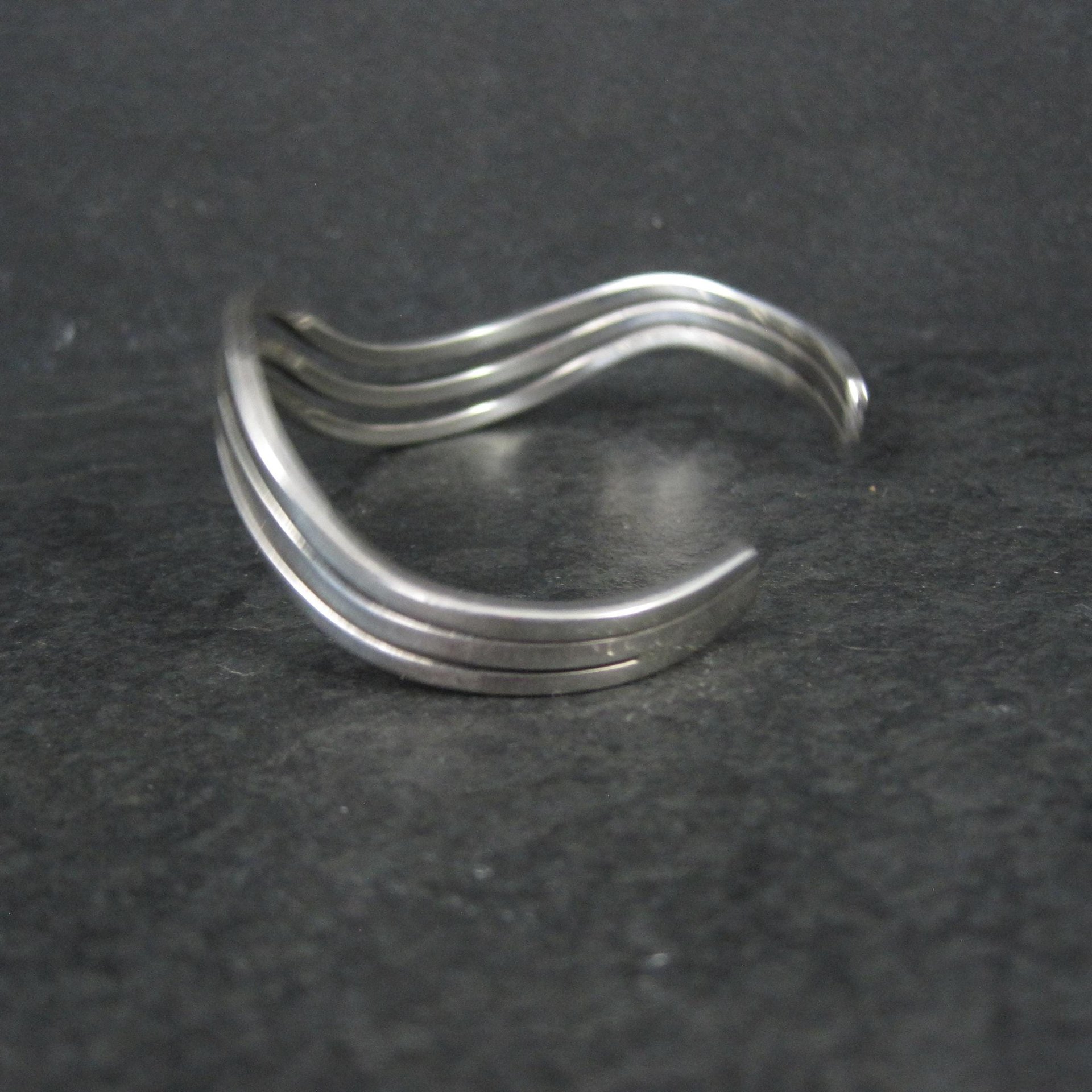 Vintage Wavy Cuff Bracelet 6.5 Inches Sterling Silver Estate Jewelry
