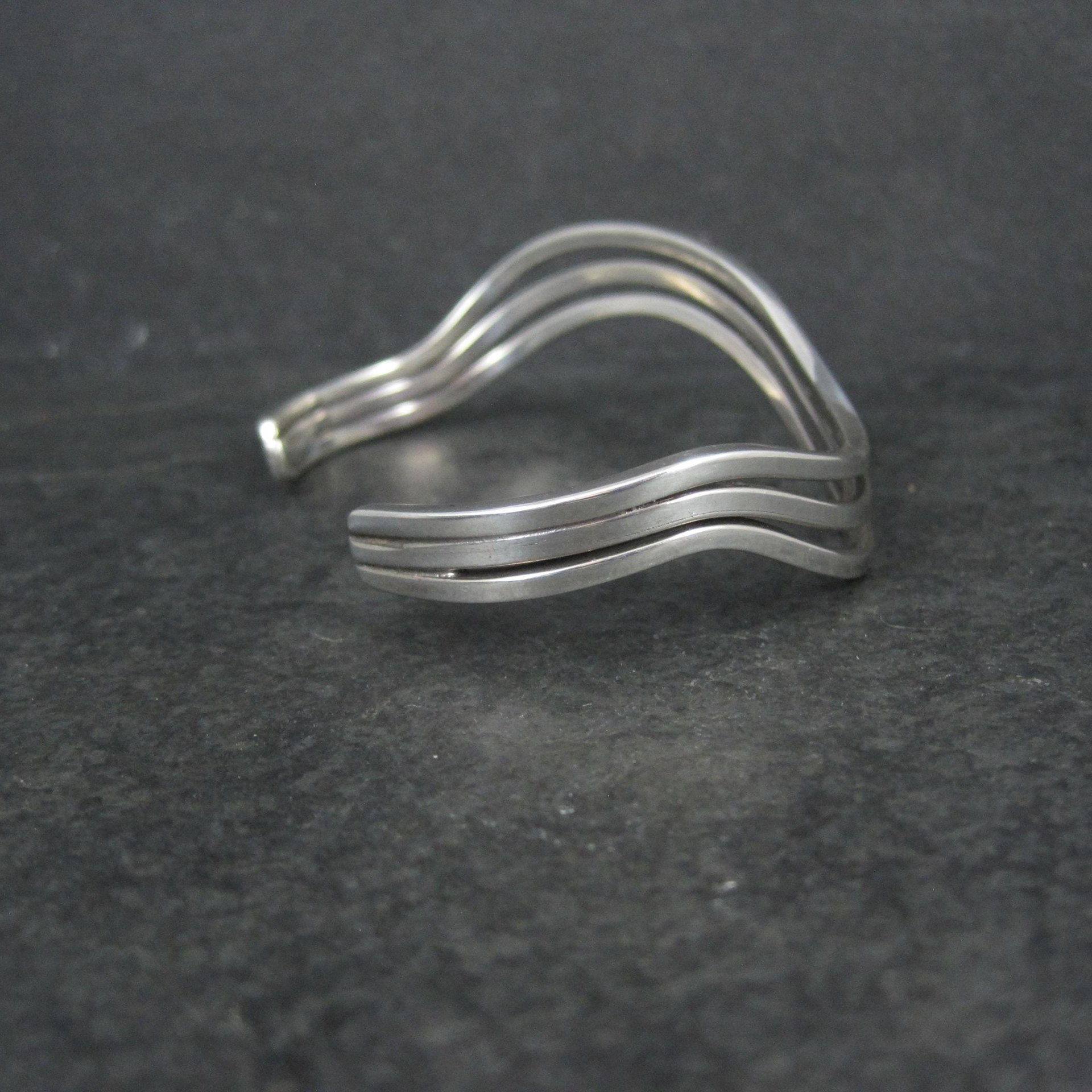 Vintage Wavy Cuff Bracelet 6.5 Inches Sterling Silver Estate Jewelry