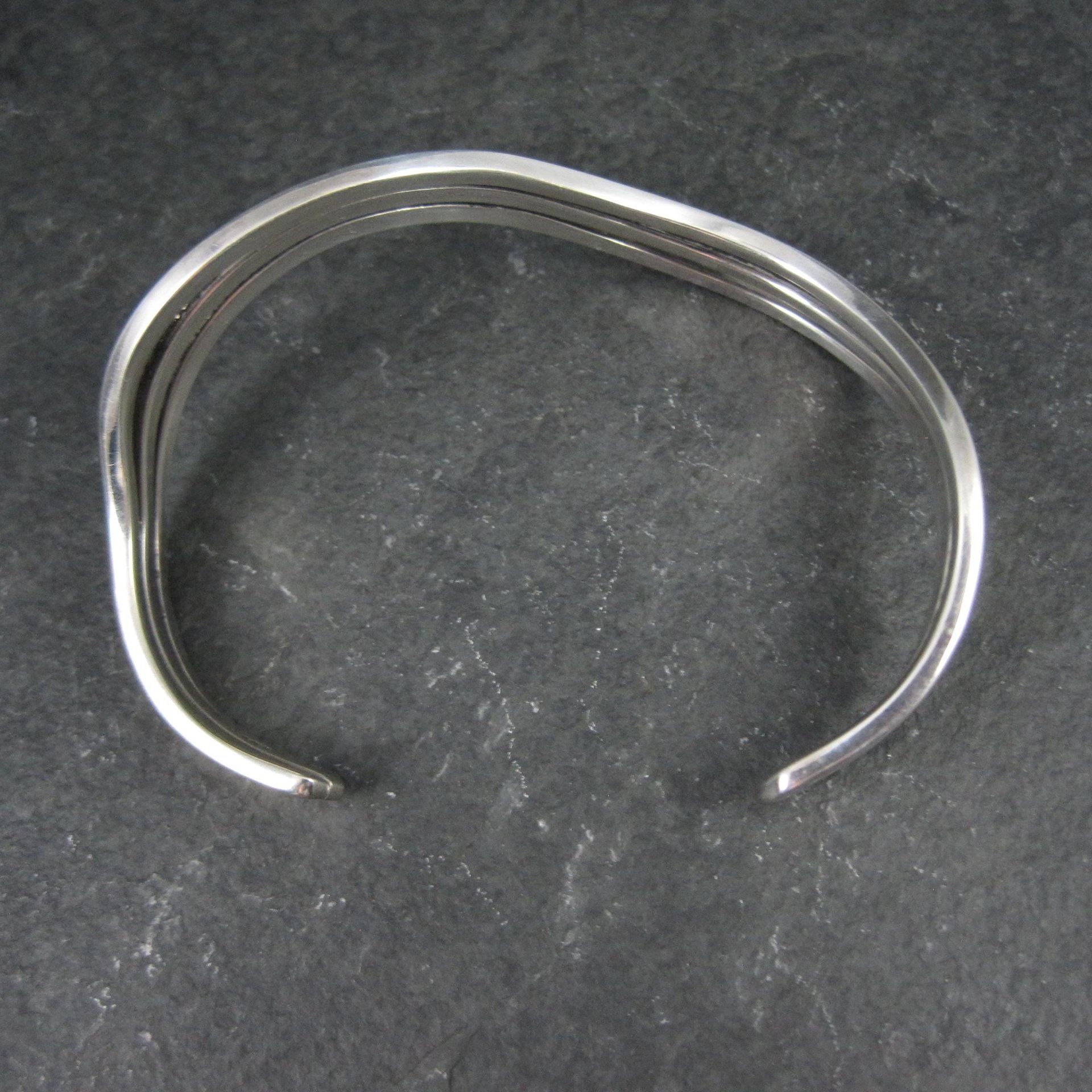Vintage Wavy Cuff Bracelet 6.5 Inches Sterling Silver Estate Jewelry