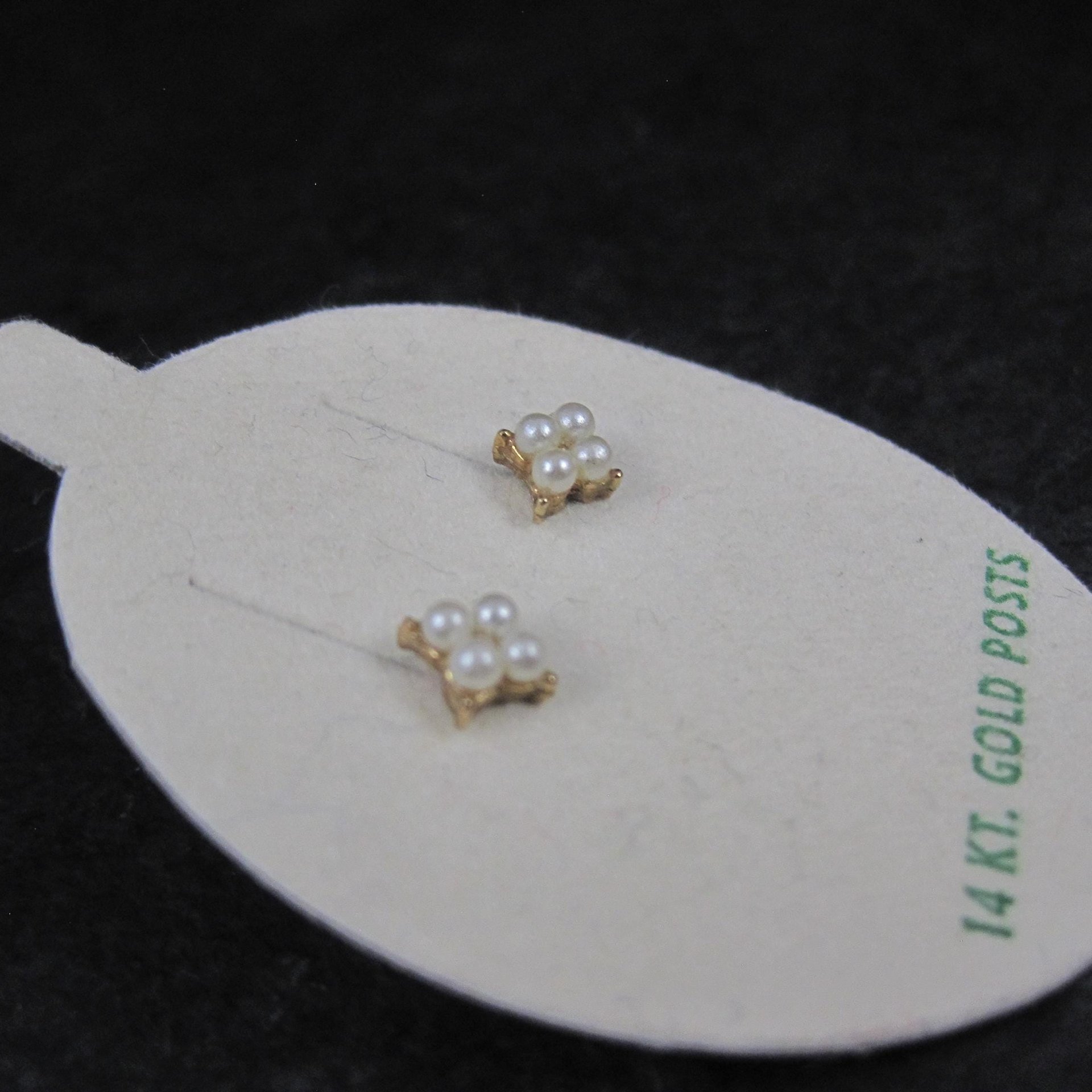 Vintage 14K Pearl Kids Stud Earrings New Old Stock