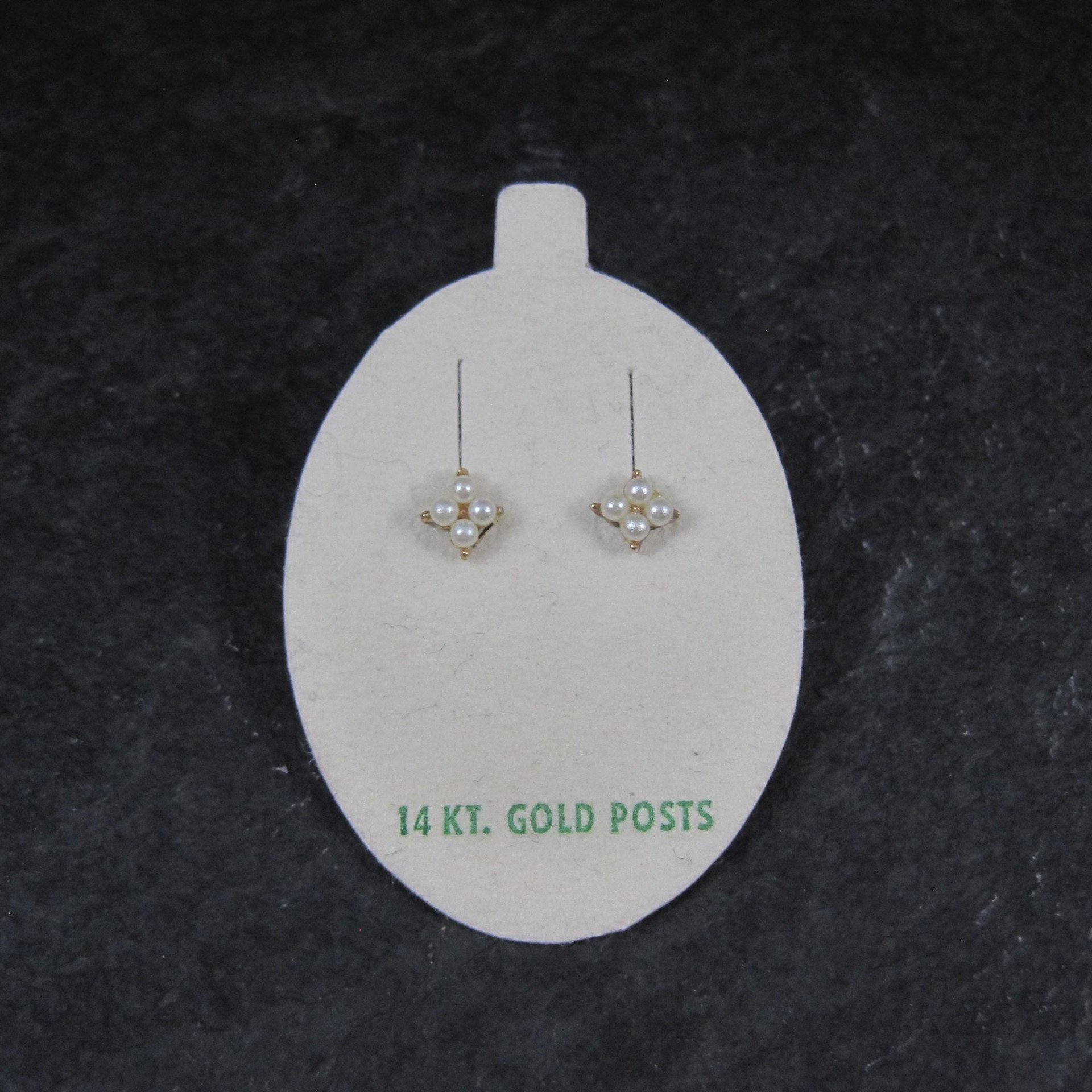 Vintage 14K Pearl Kids Stud Earrings New Old Stock